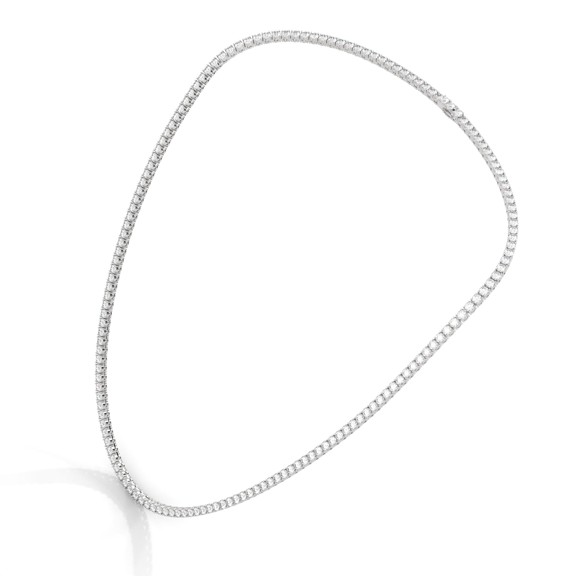 Classic Straight Lab-Grown Diamond Tennis Necklace Platinum