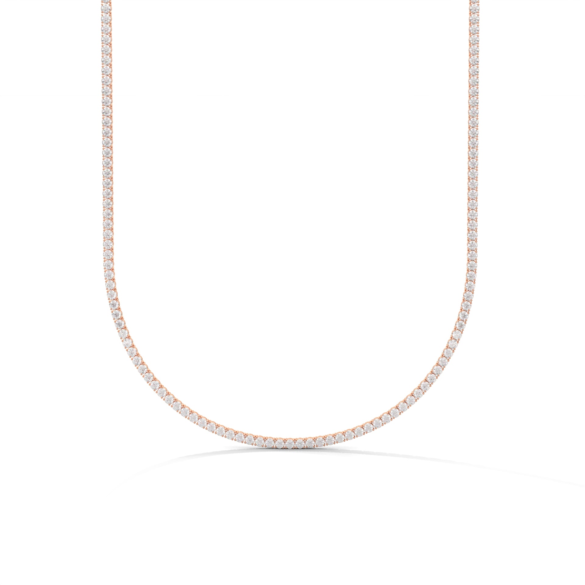 Classic Straight Lab-Grown Diamond Tennis Necklace White Gold
