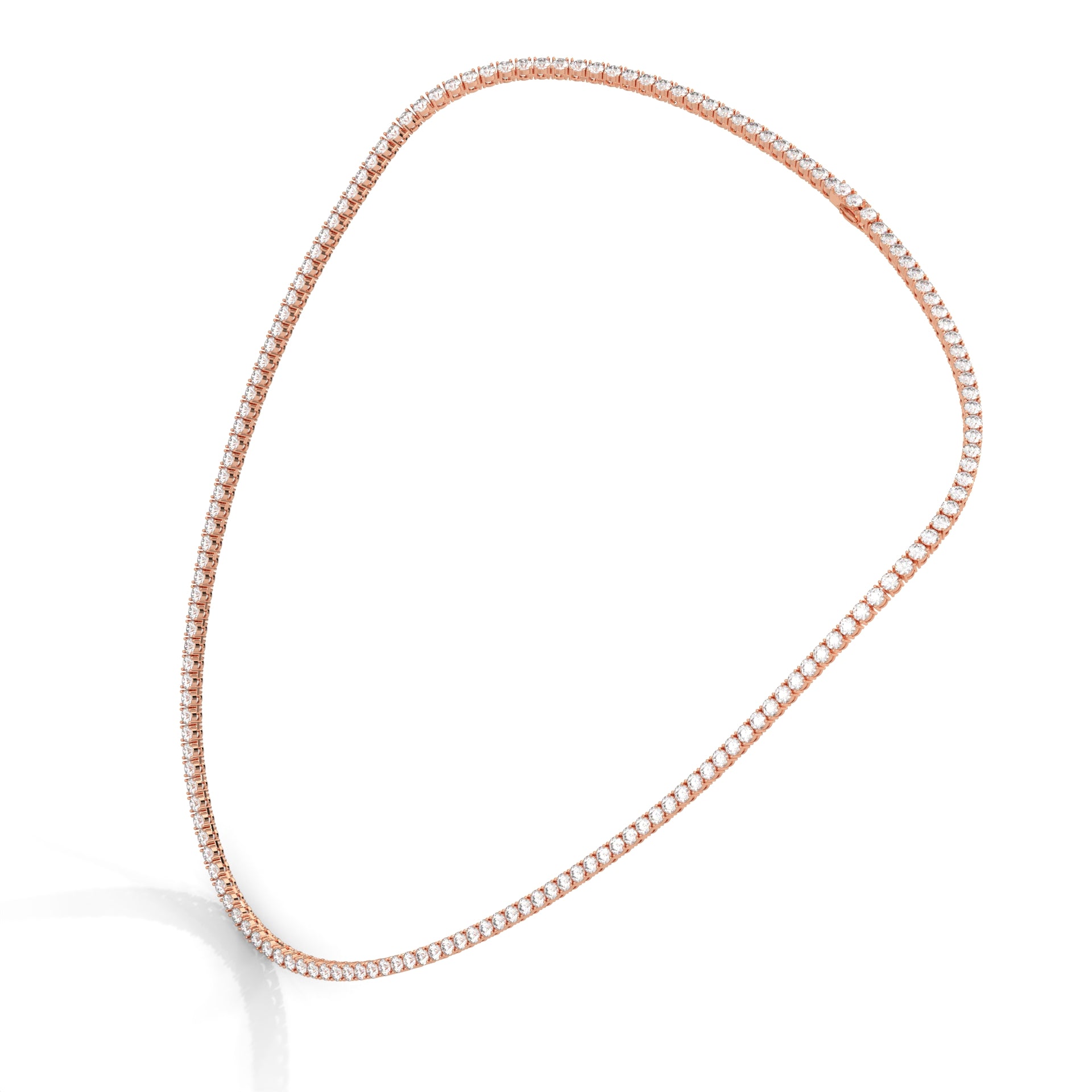 Classic Straight Lab-Grown Diamond Tennis Necklace Rose Gold