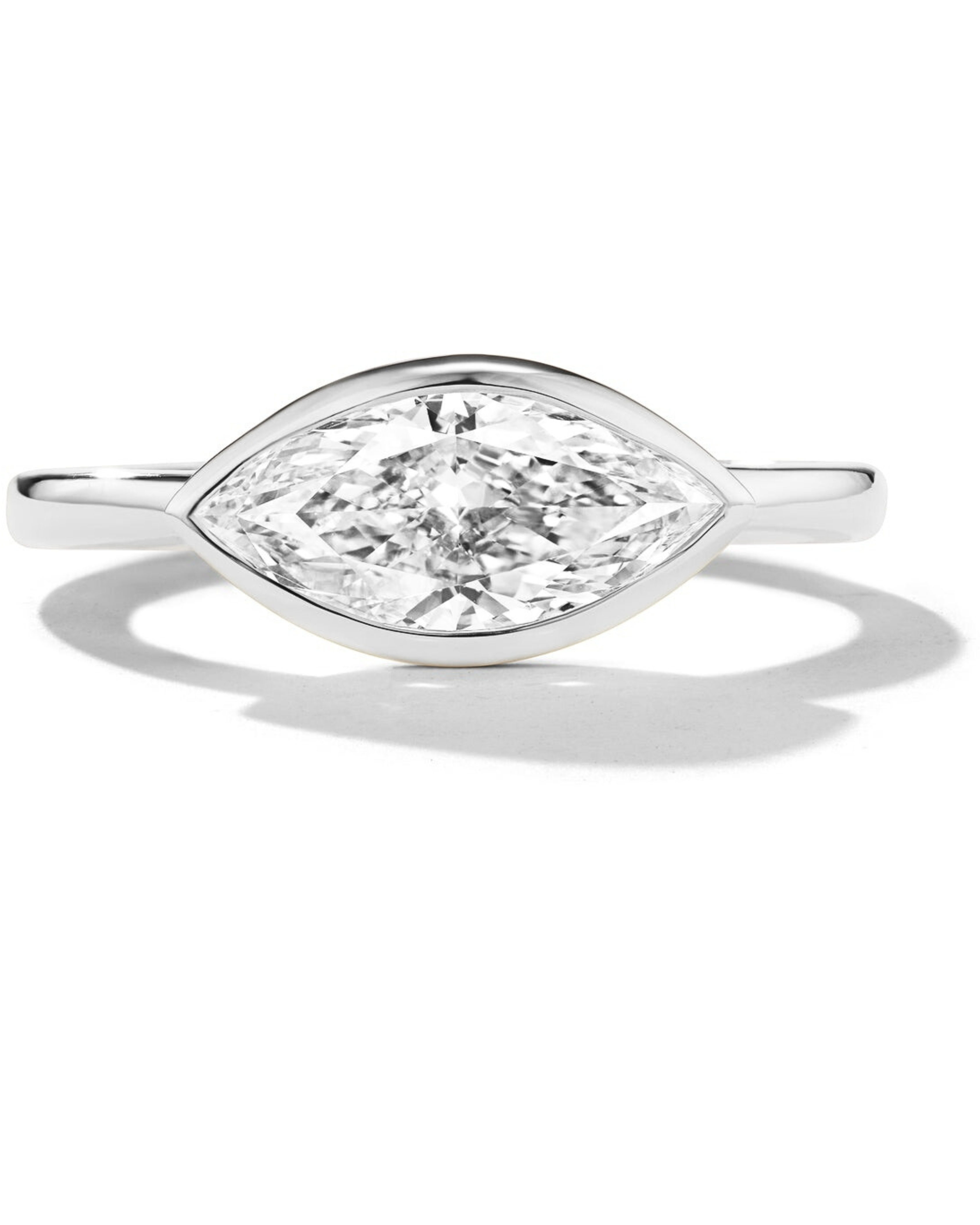 East-West Bezel Set Marquise Engagement Ring