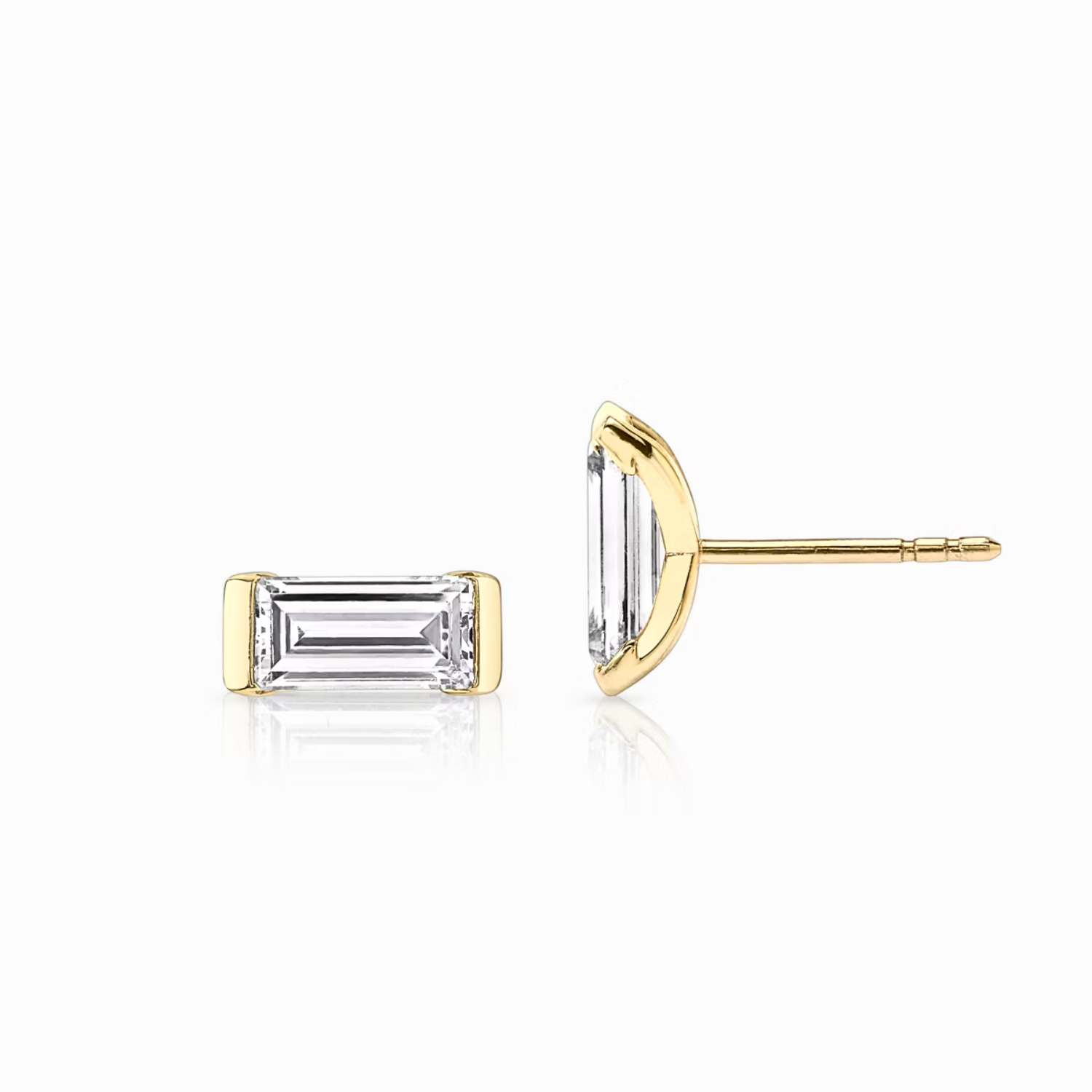 Semi-Bezel Baguette Studs