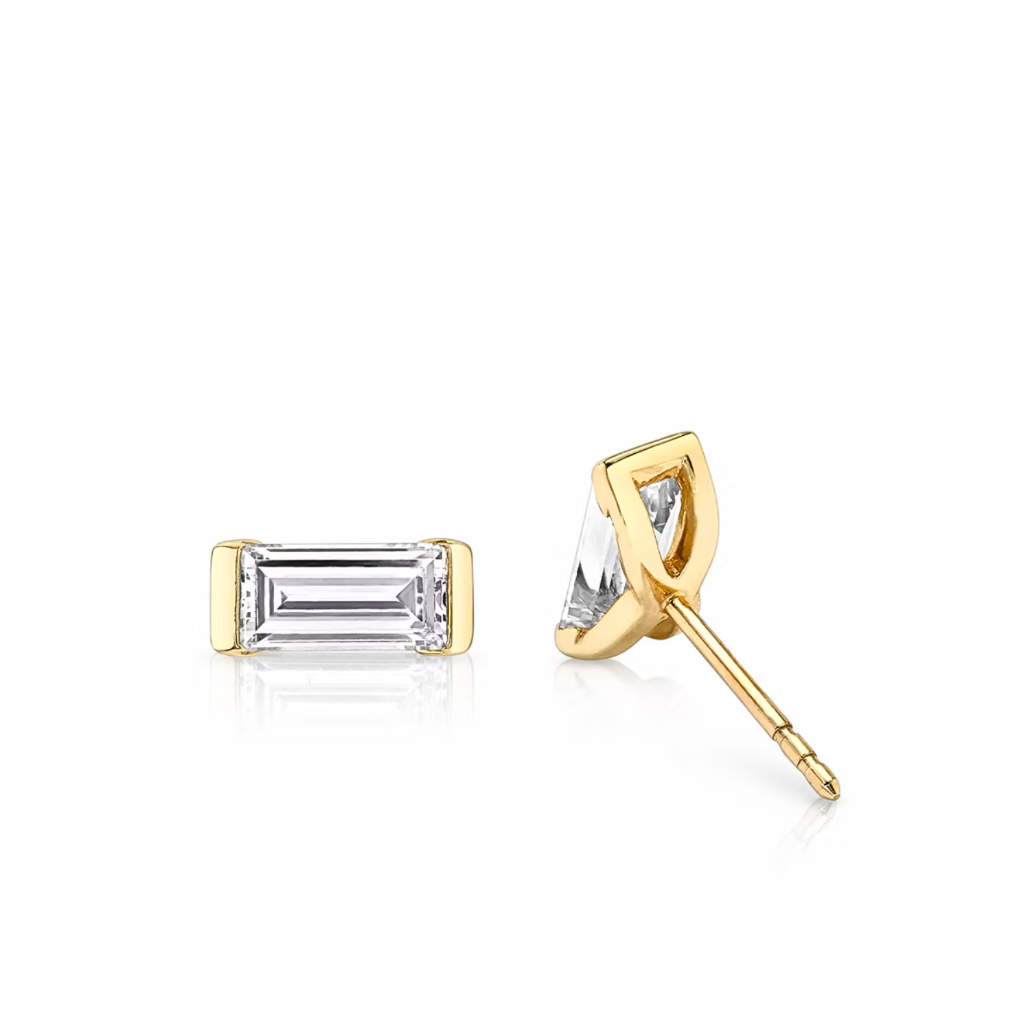 Semi-Bezel Baguette Studs