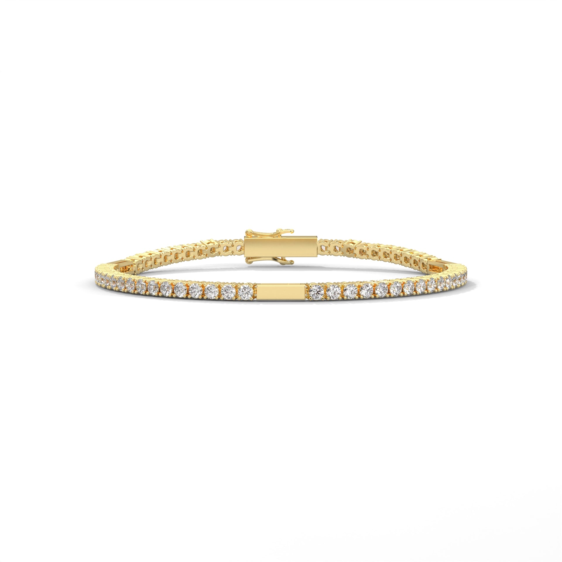 Gold Bar Diamond Tennis Bracelet