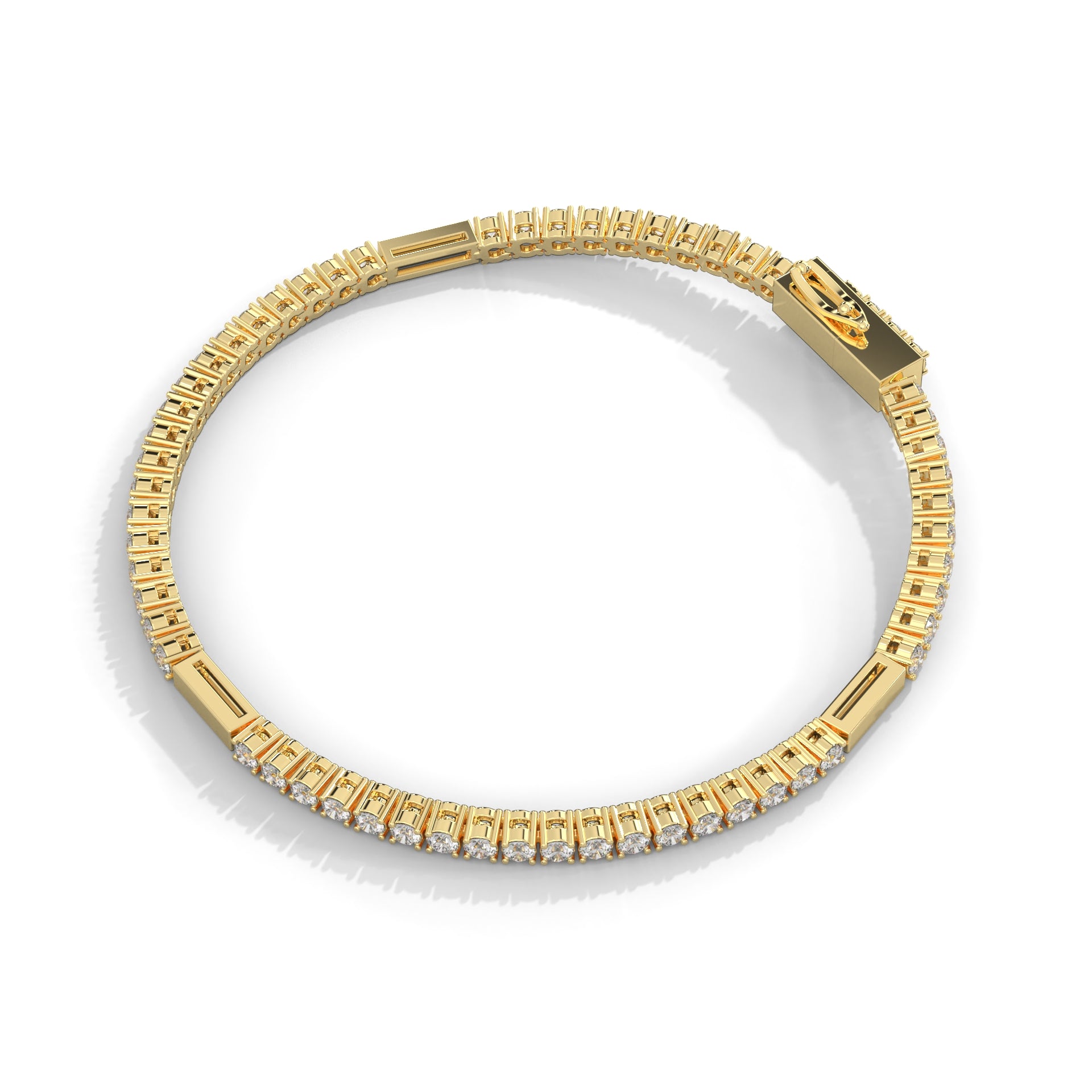 Gold Bar Diamond Tennis Bracelet