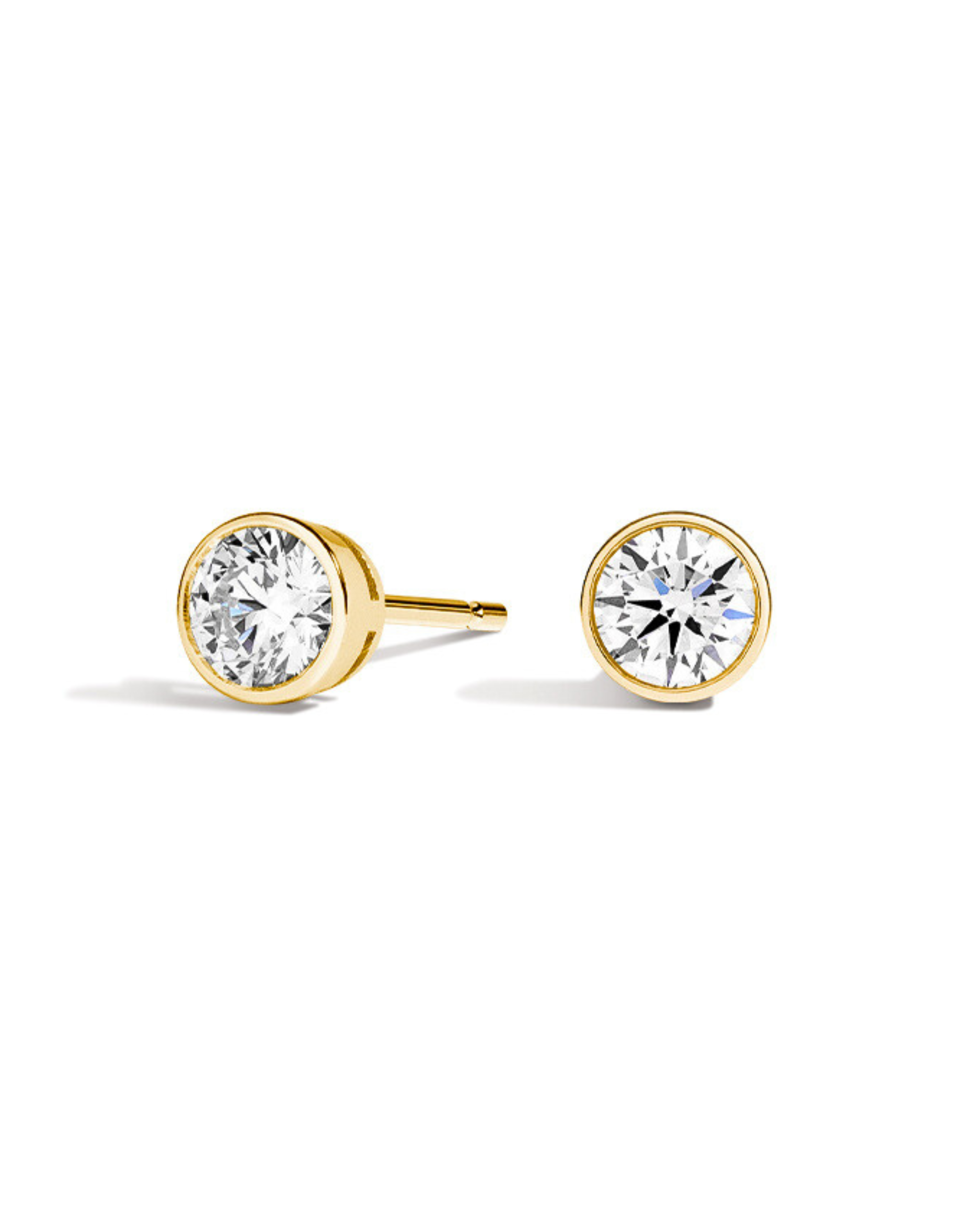 Round Bezel Diamond Stud Earrings