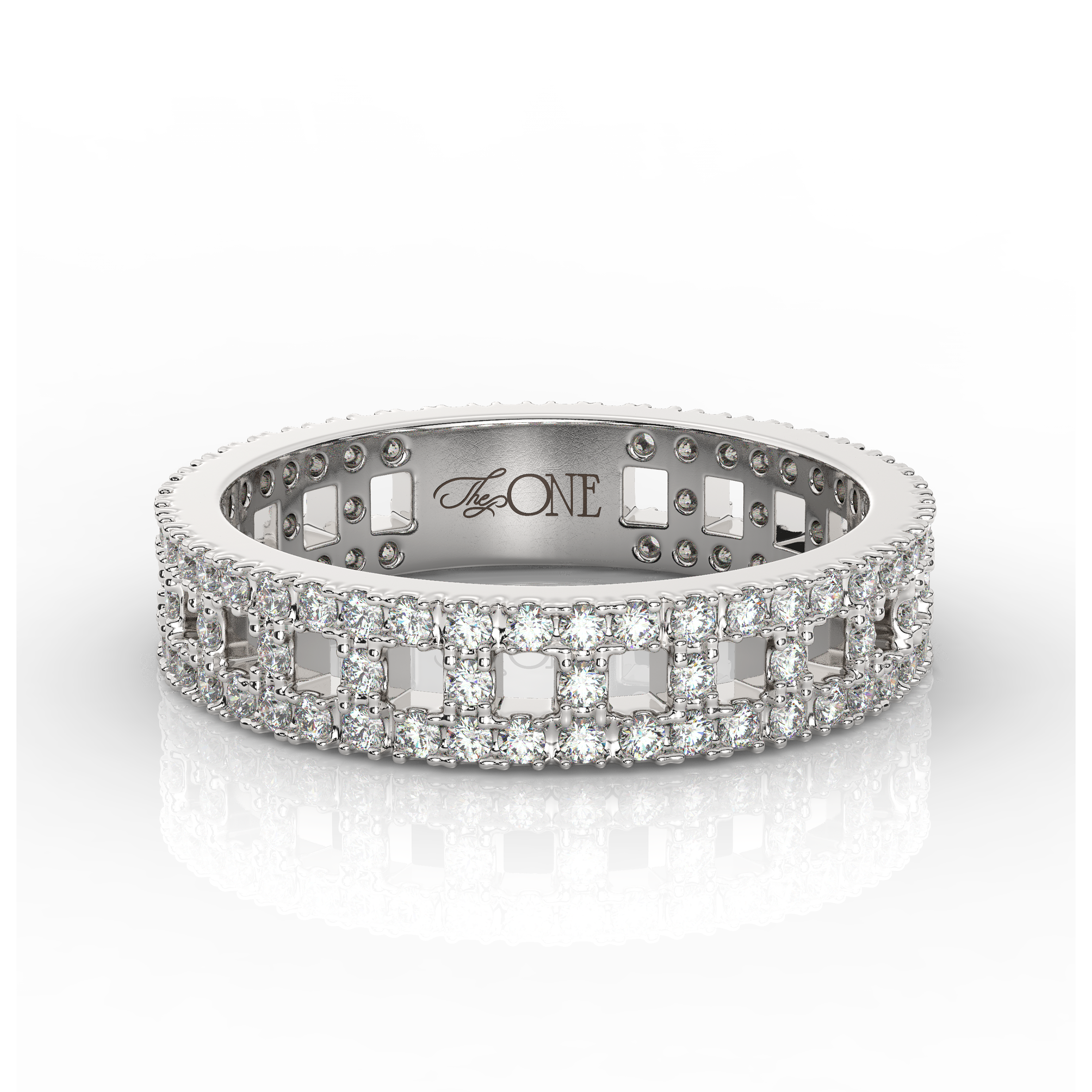 Narrow T-Shaped Diamond Pavé Ring