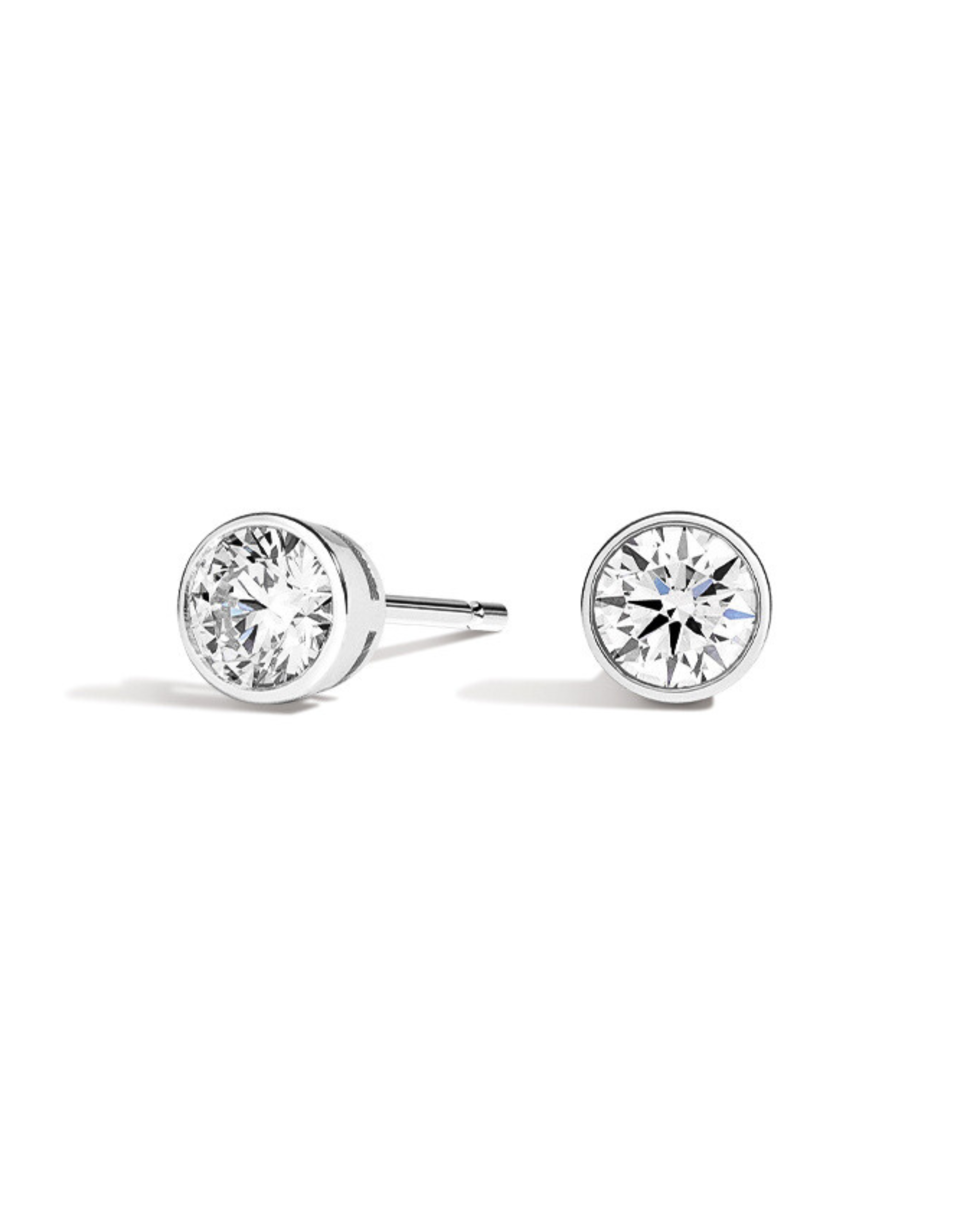 Round Bezel Diamond Stud Earrings