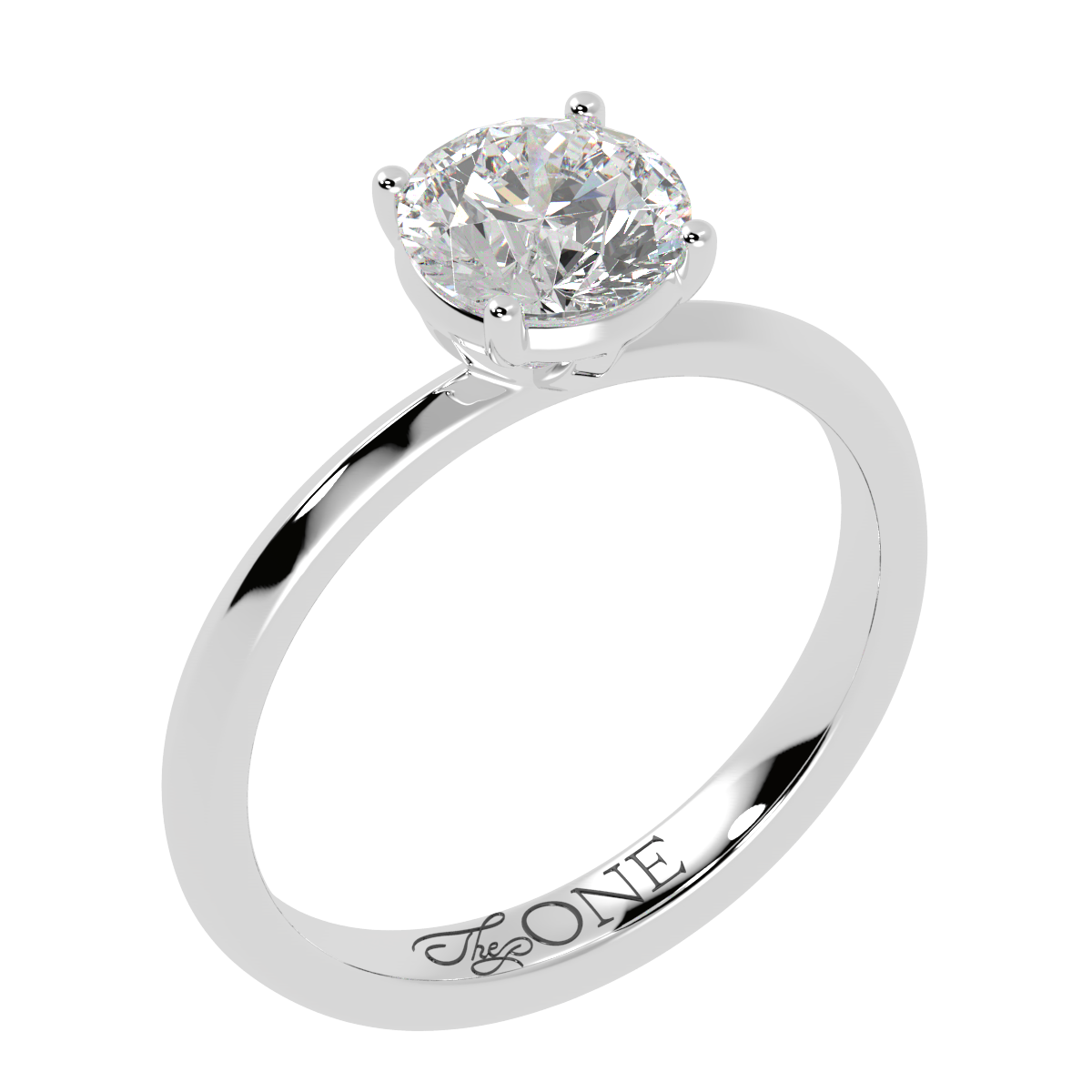 Round Solitaire 4-Claw Engagement Ring