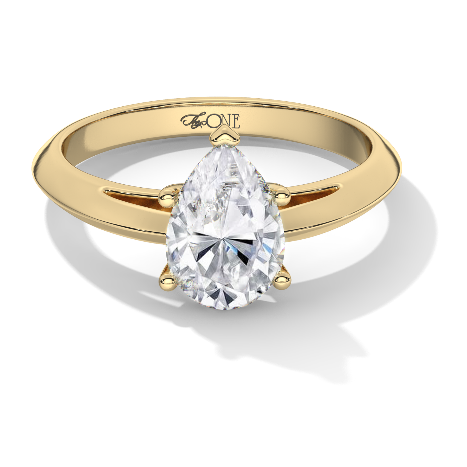 5-Claw Pear Solitaire Engagement Ring Yellow Gold