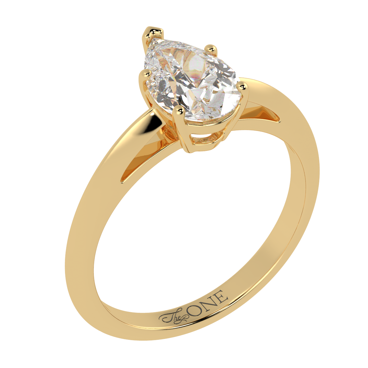 5-Claw Pear Solitaire Engagement Ring Yellow Gold
