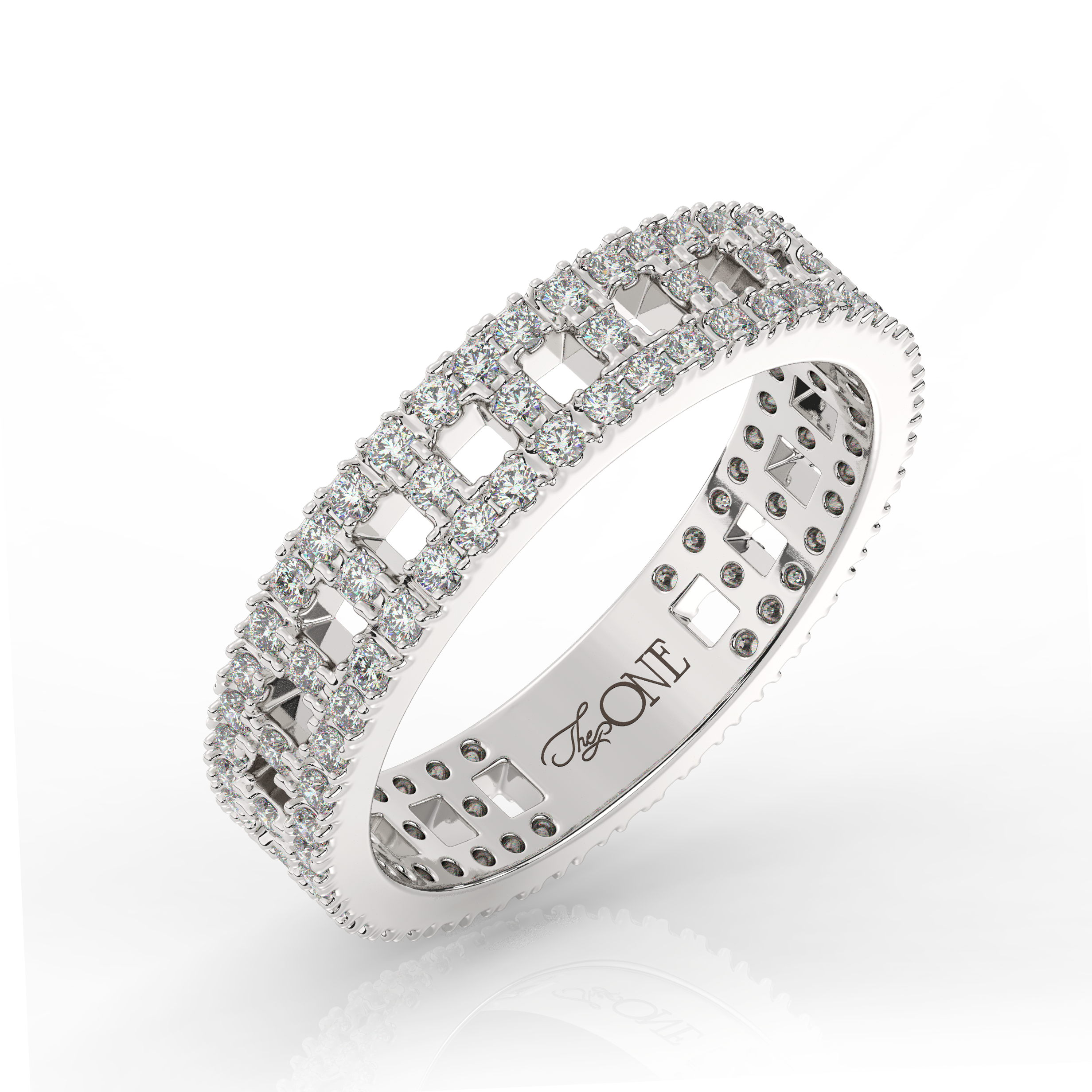 Narrow T-Shaped Diamond Pavé Ring