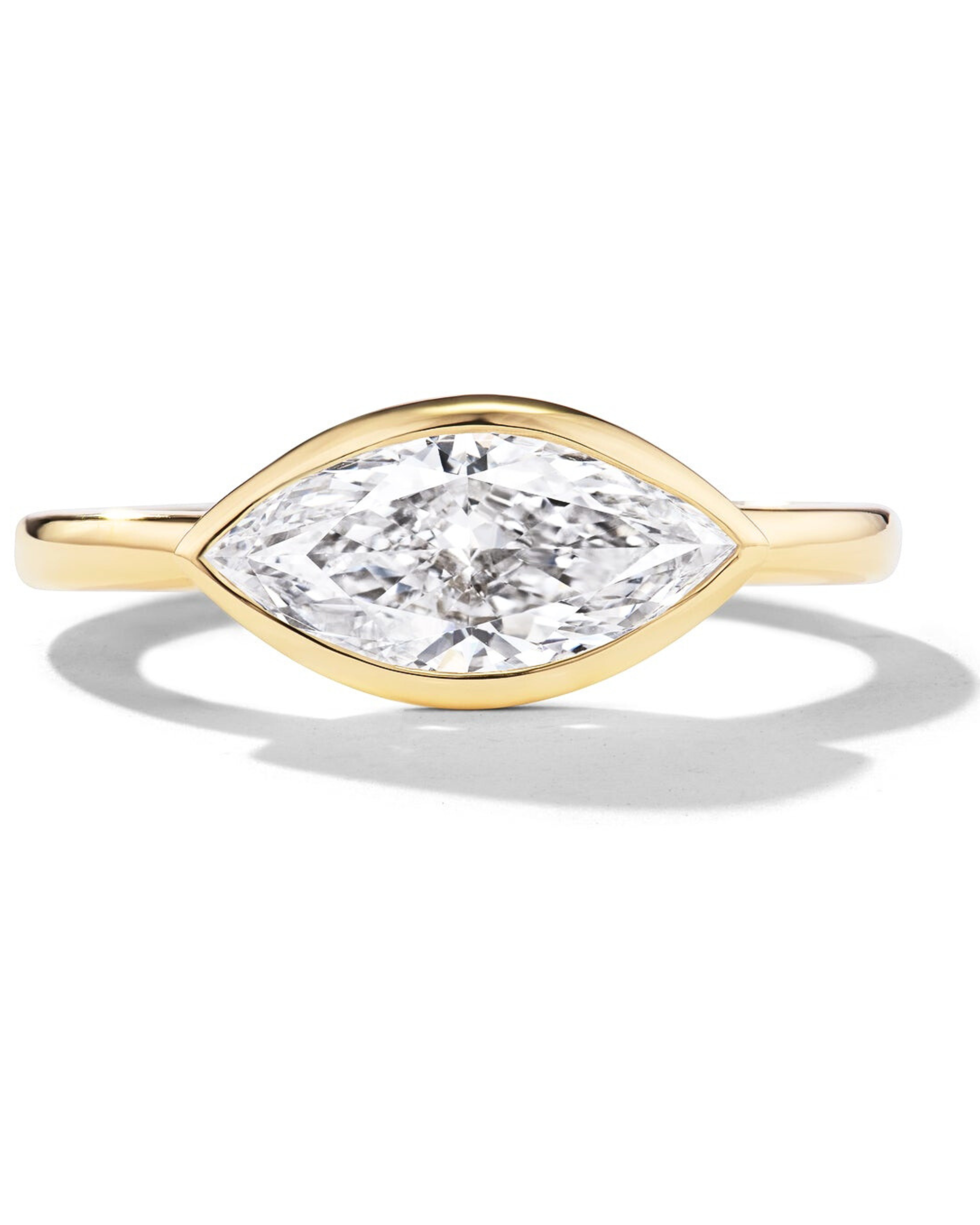 East-West Bezel Set Marquise Engagement Ring