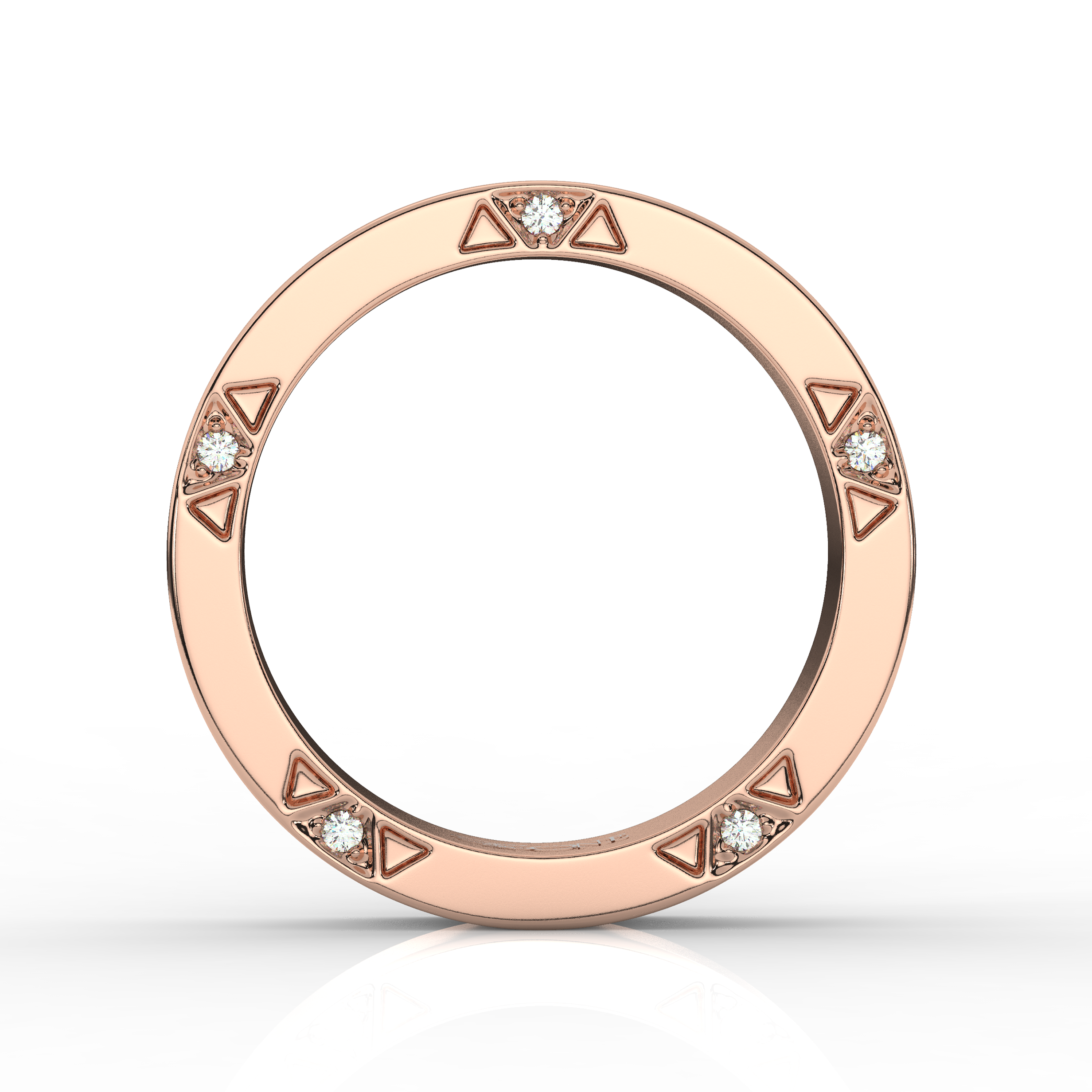 Cigar Wedding Band with Round Diamond Accents Rose Gold