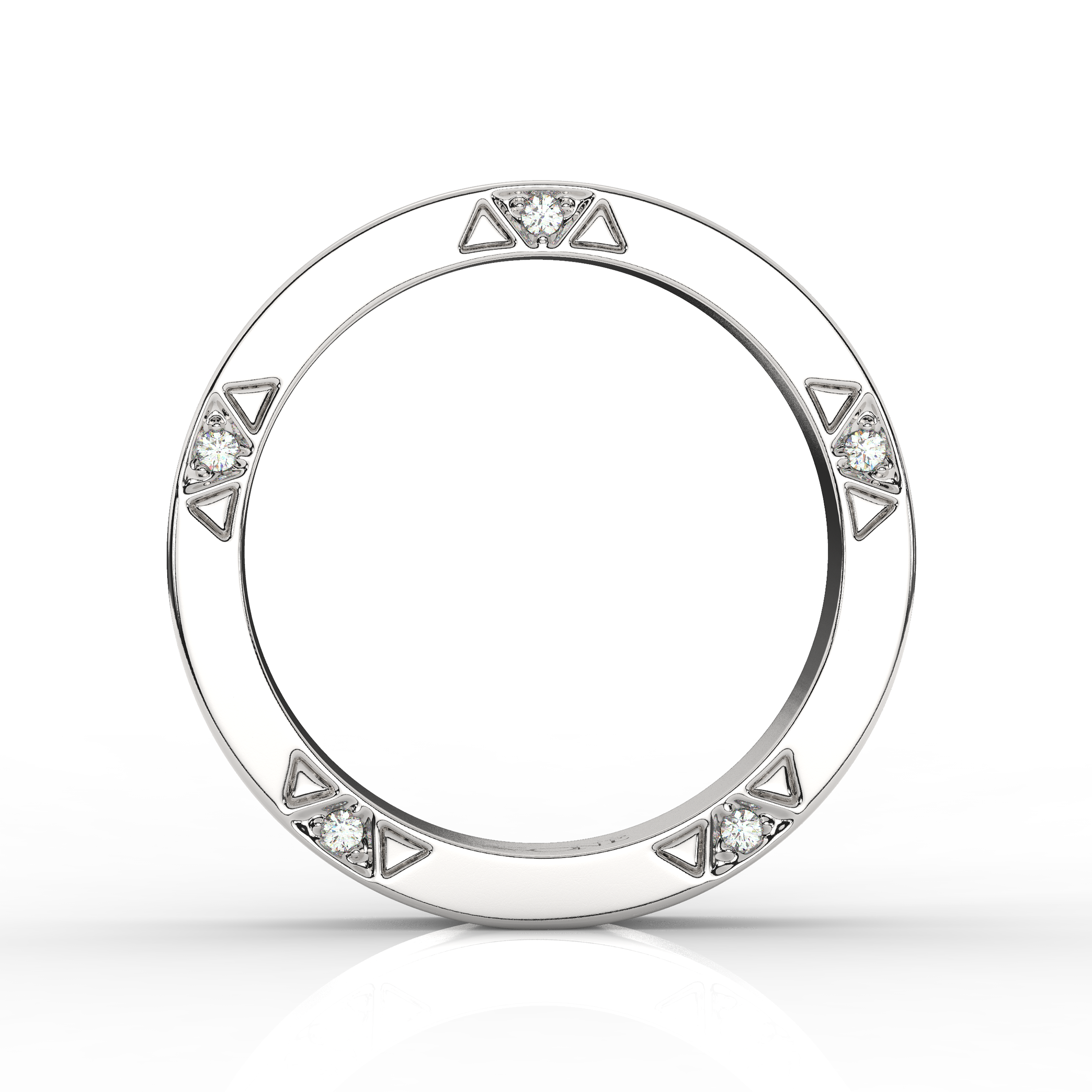 Cigar Wedding Band with Round Diamond Accents White Gold