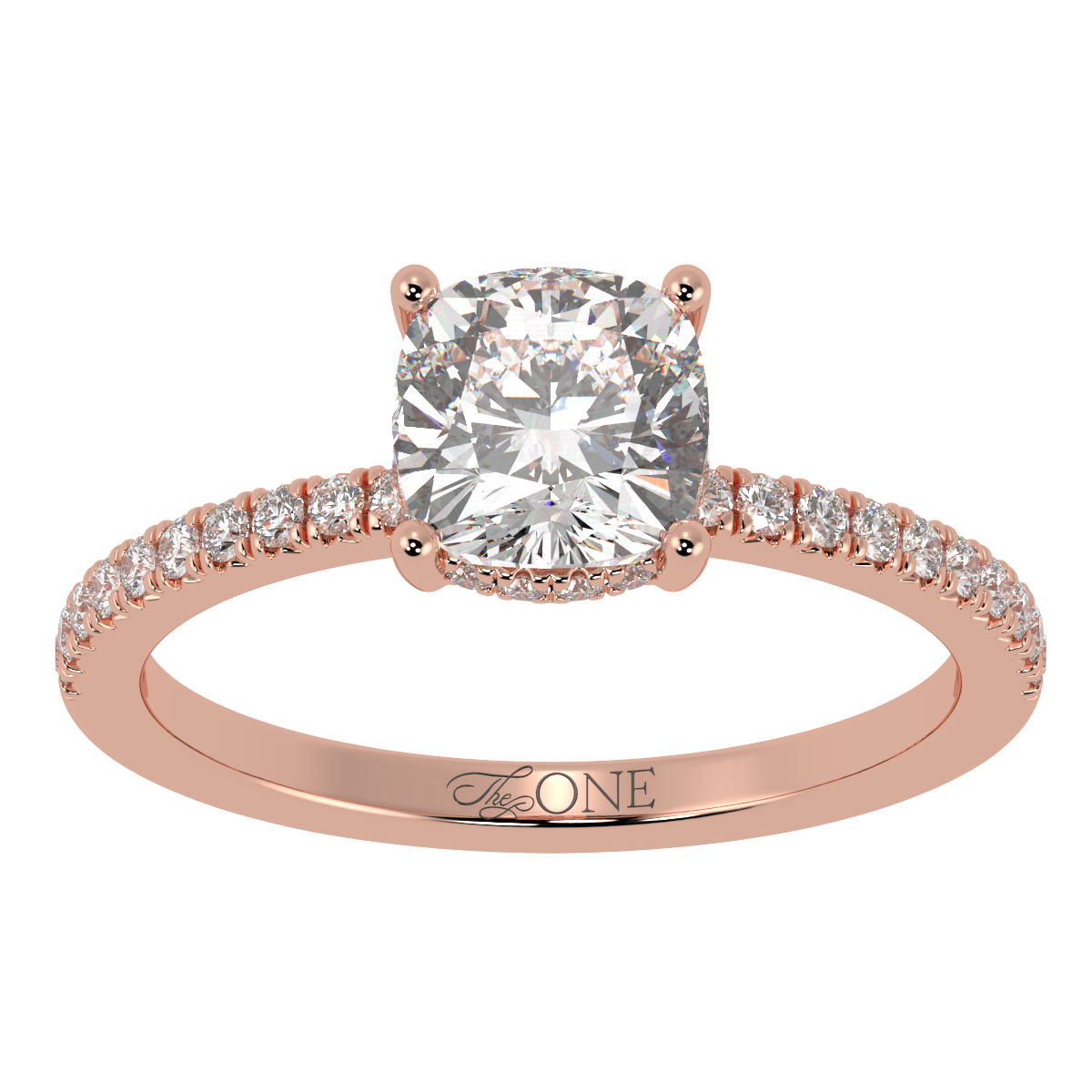 Cushion Pavé Hidden Halo Engagement Ring