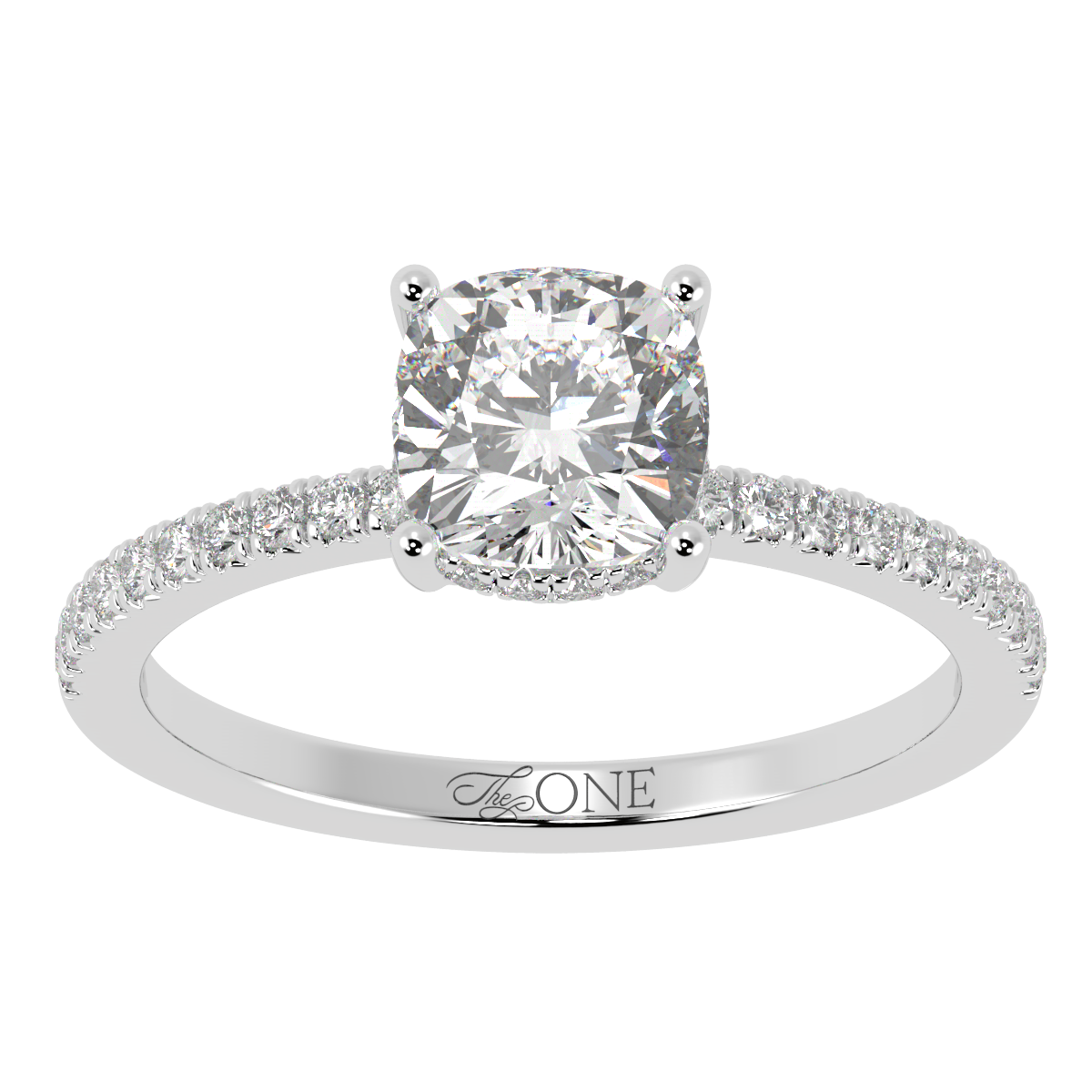 Cushion Pavé Hidden Halo Engagement Ring