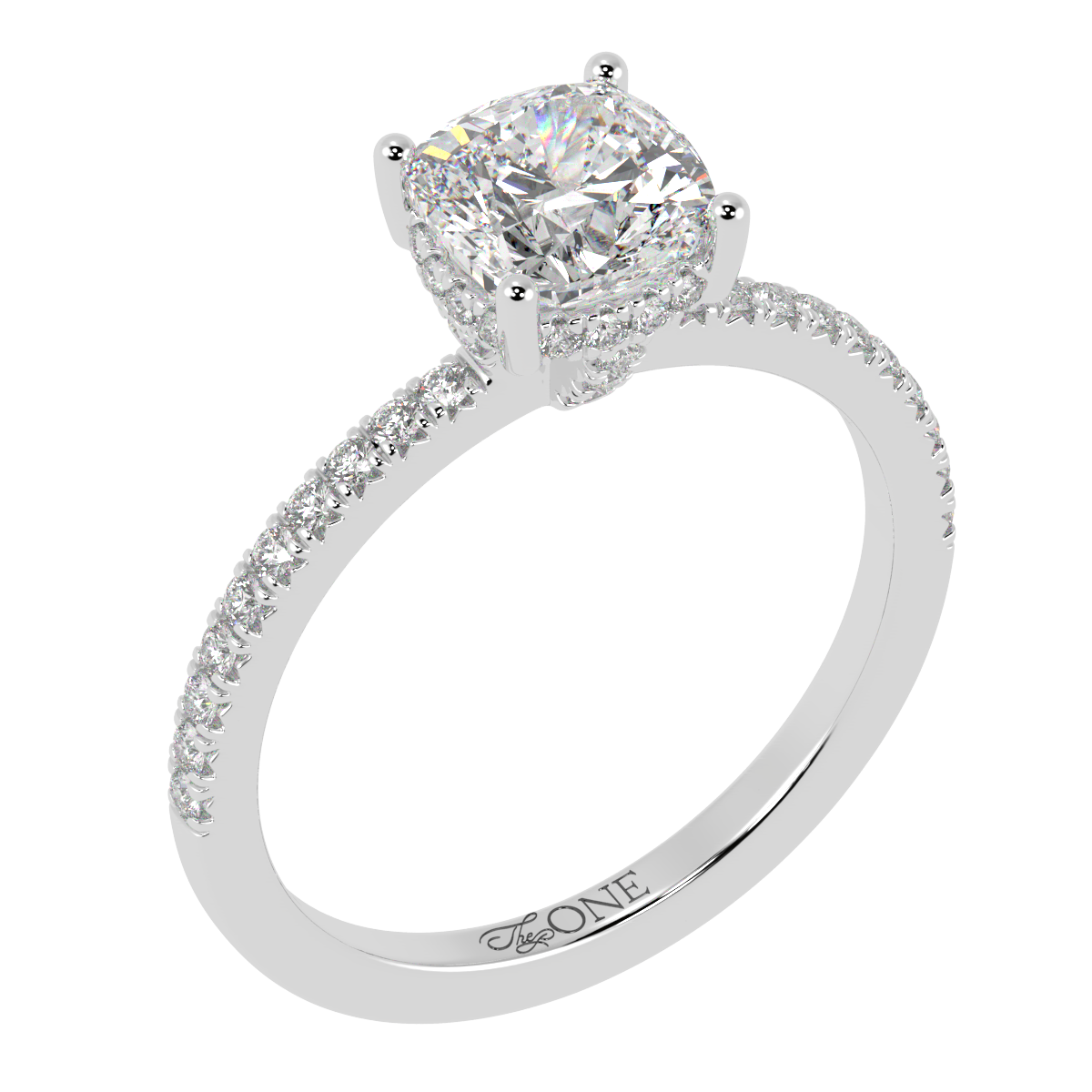 Cushion Pavé Hidden Halo Engagement Ring