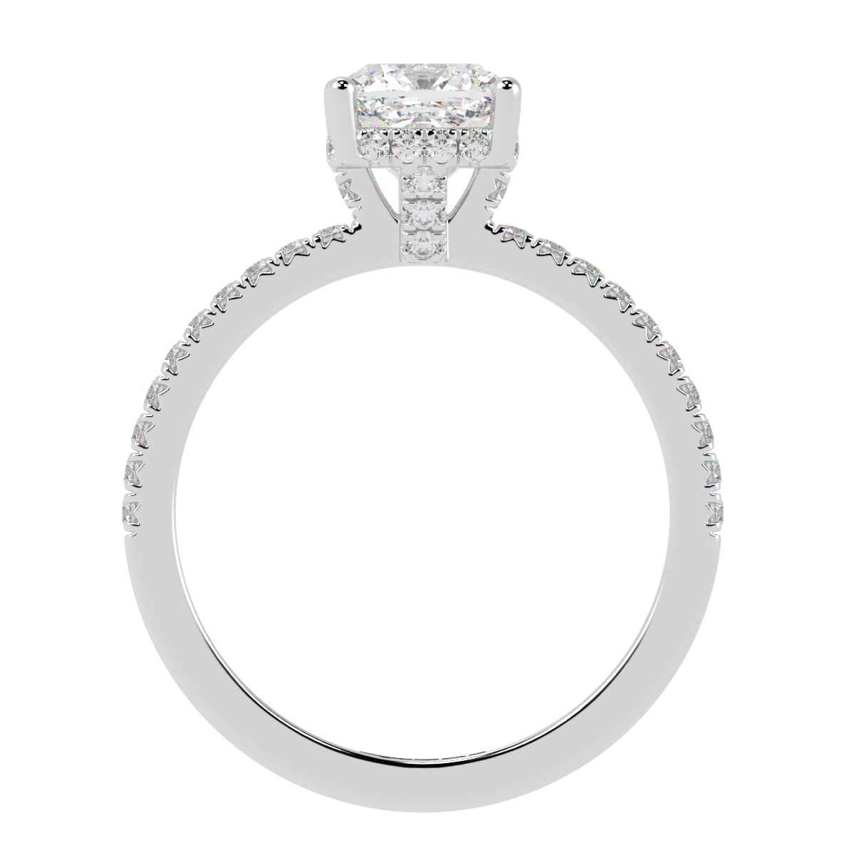 Cushion Pavé Hidden Halo Engagement Ring