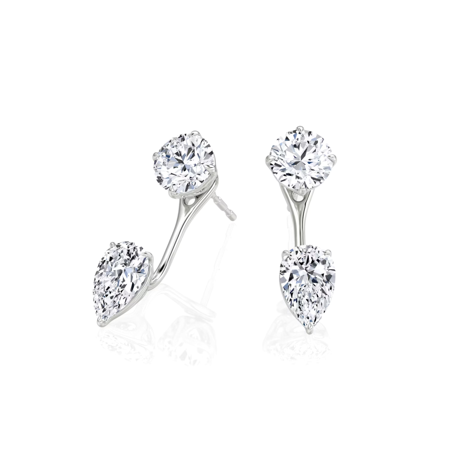 Diamond Stud and Pear Diamond Ear Jacket