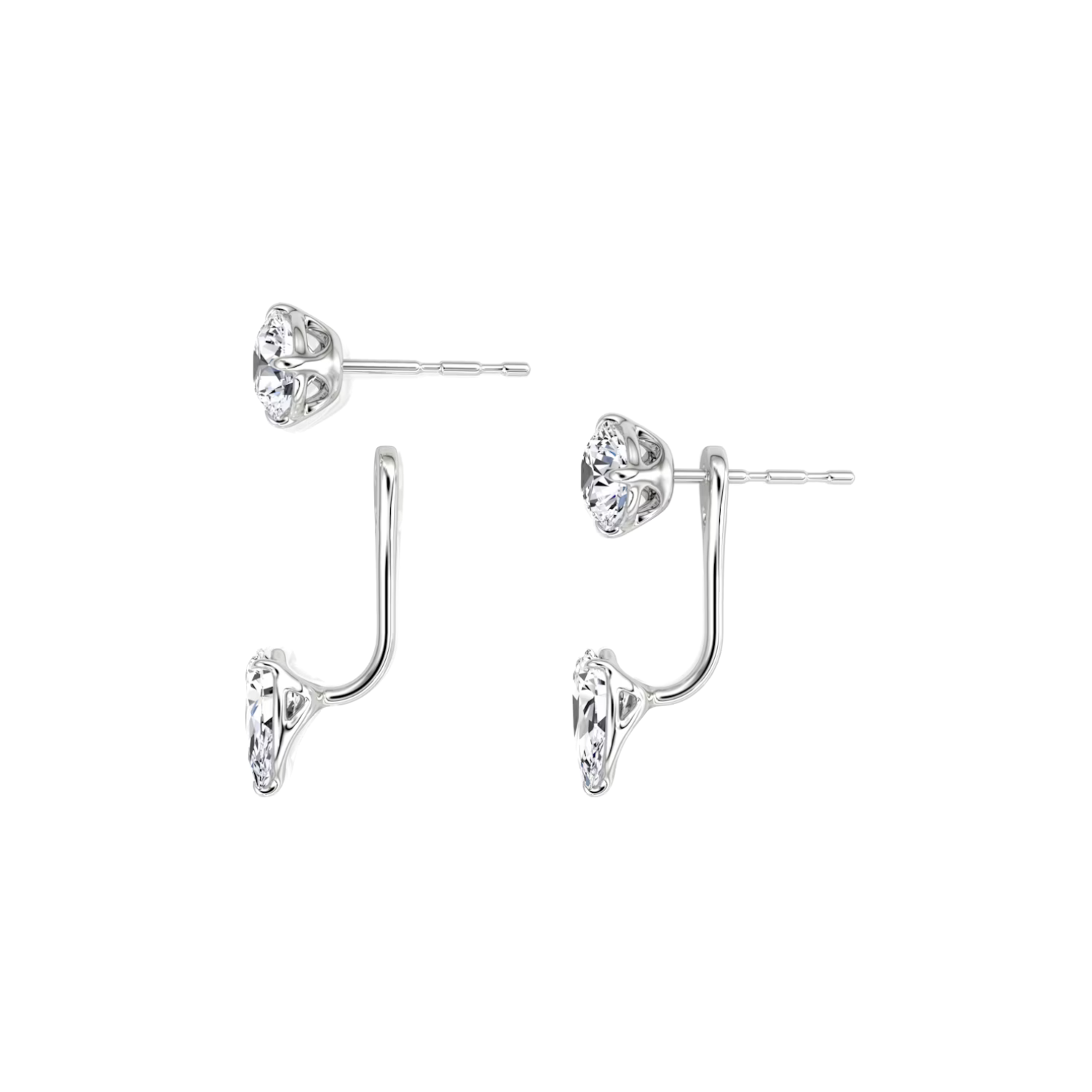 Diamond Stud and Pear Diamond Ear Jacket