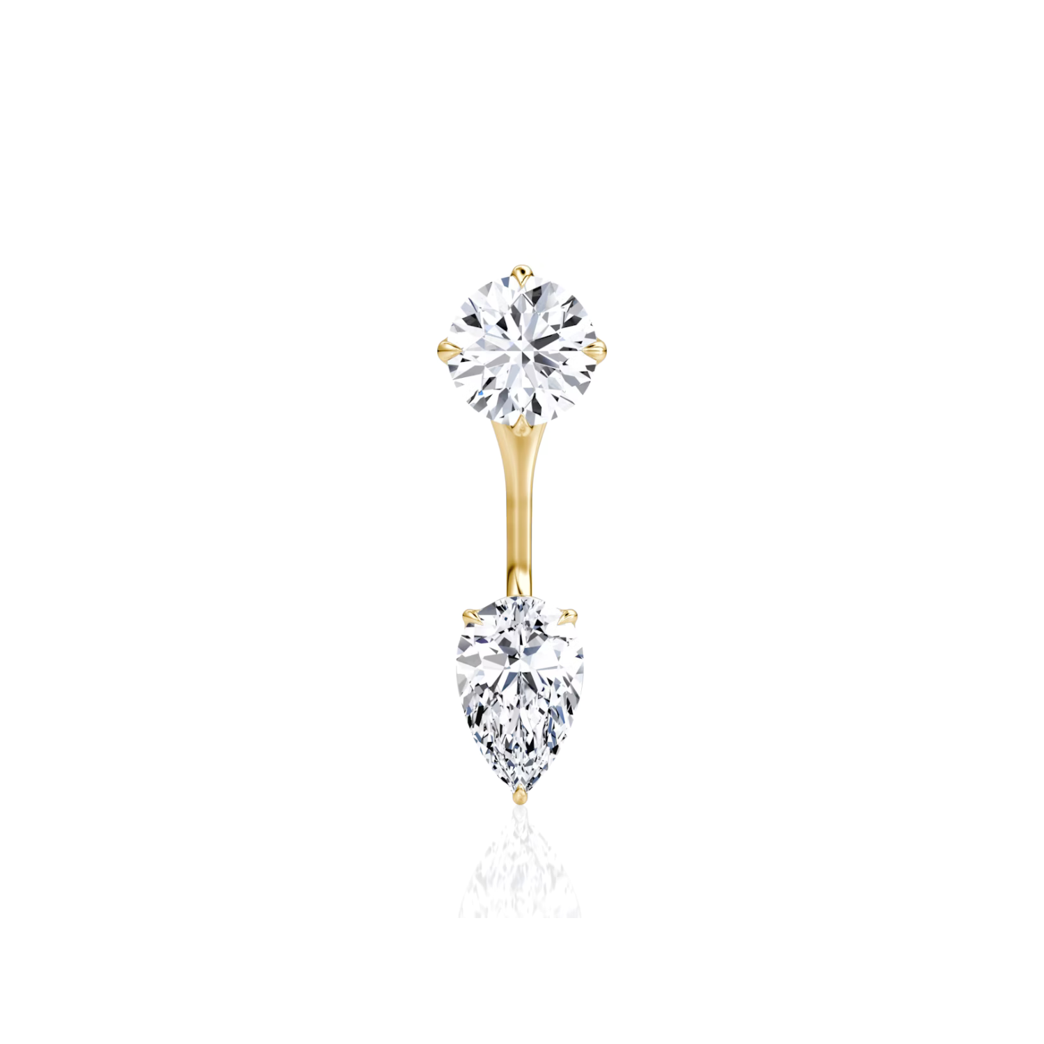 Diamond Stud and Pear Diamond Ear Jacket