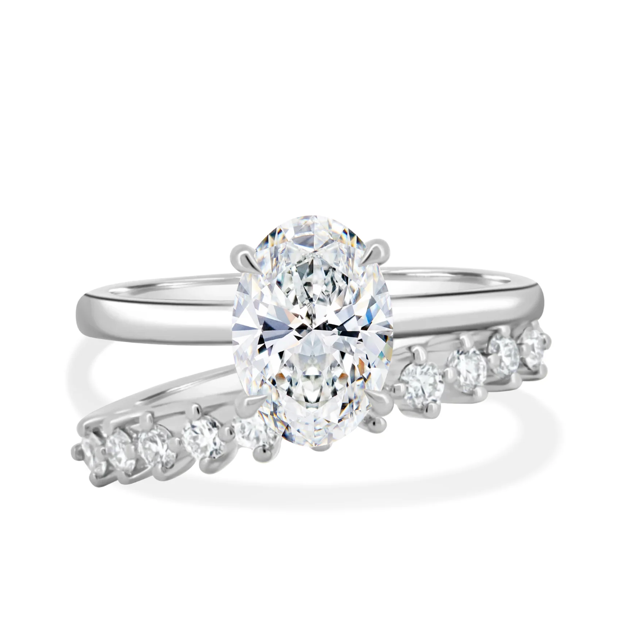 Double Band Oval Solitaire