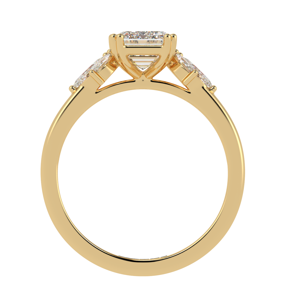 Emerald Engagement Ring with Marquise Accents Yellow Gold