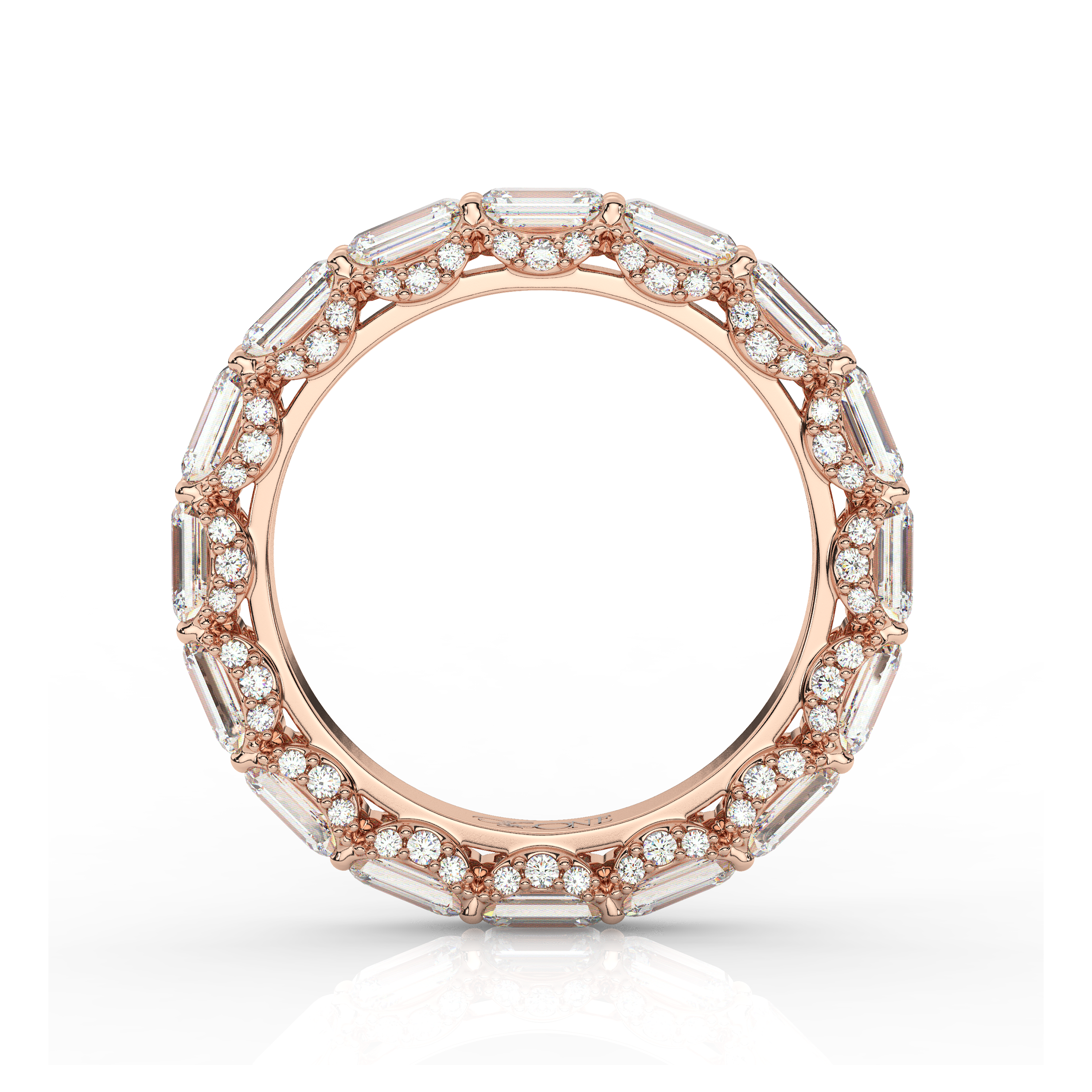 Emerald Eternity Diamond Wedding Band Rose Gold