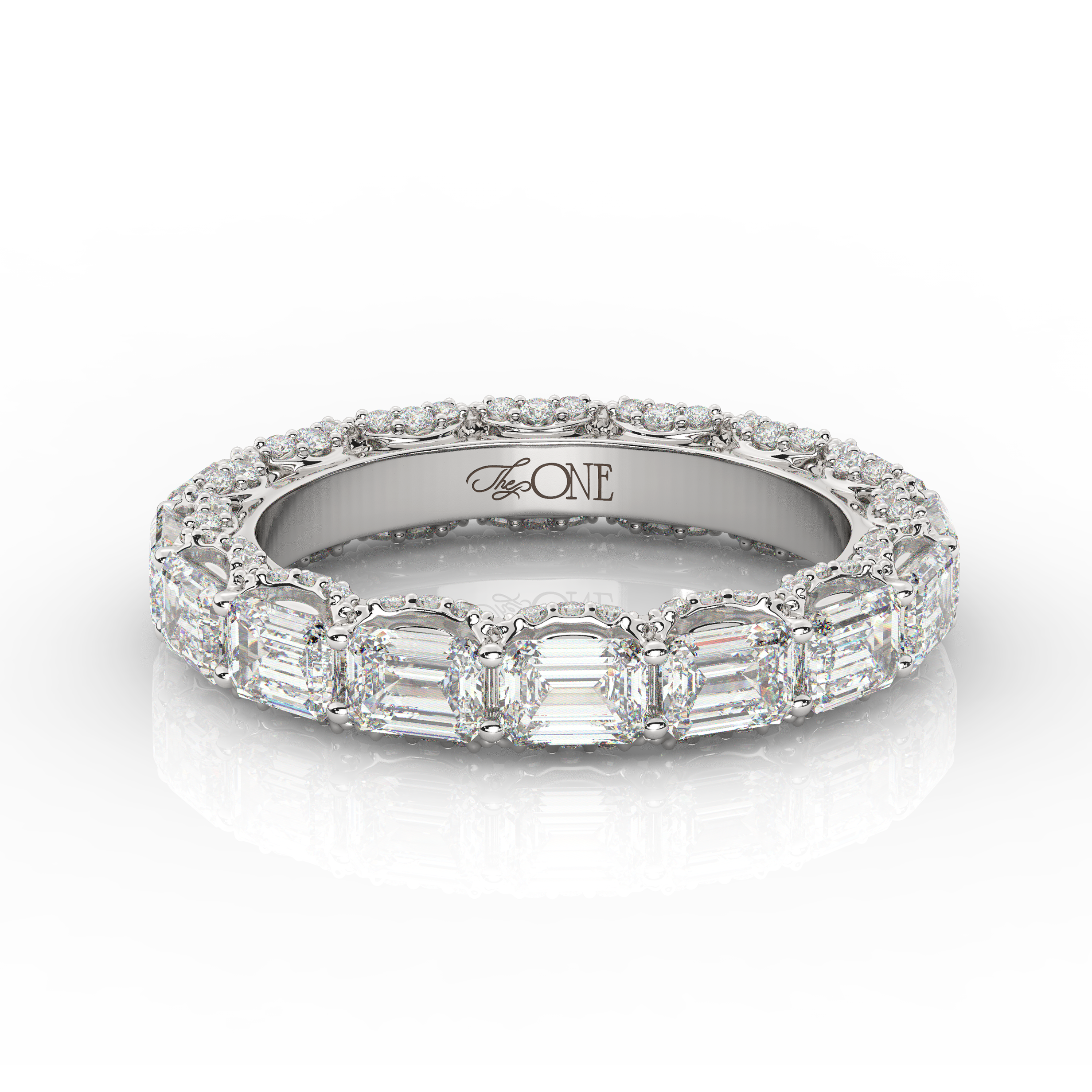 Emerald Eternity Diamond Wedding Band White Gold