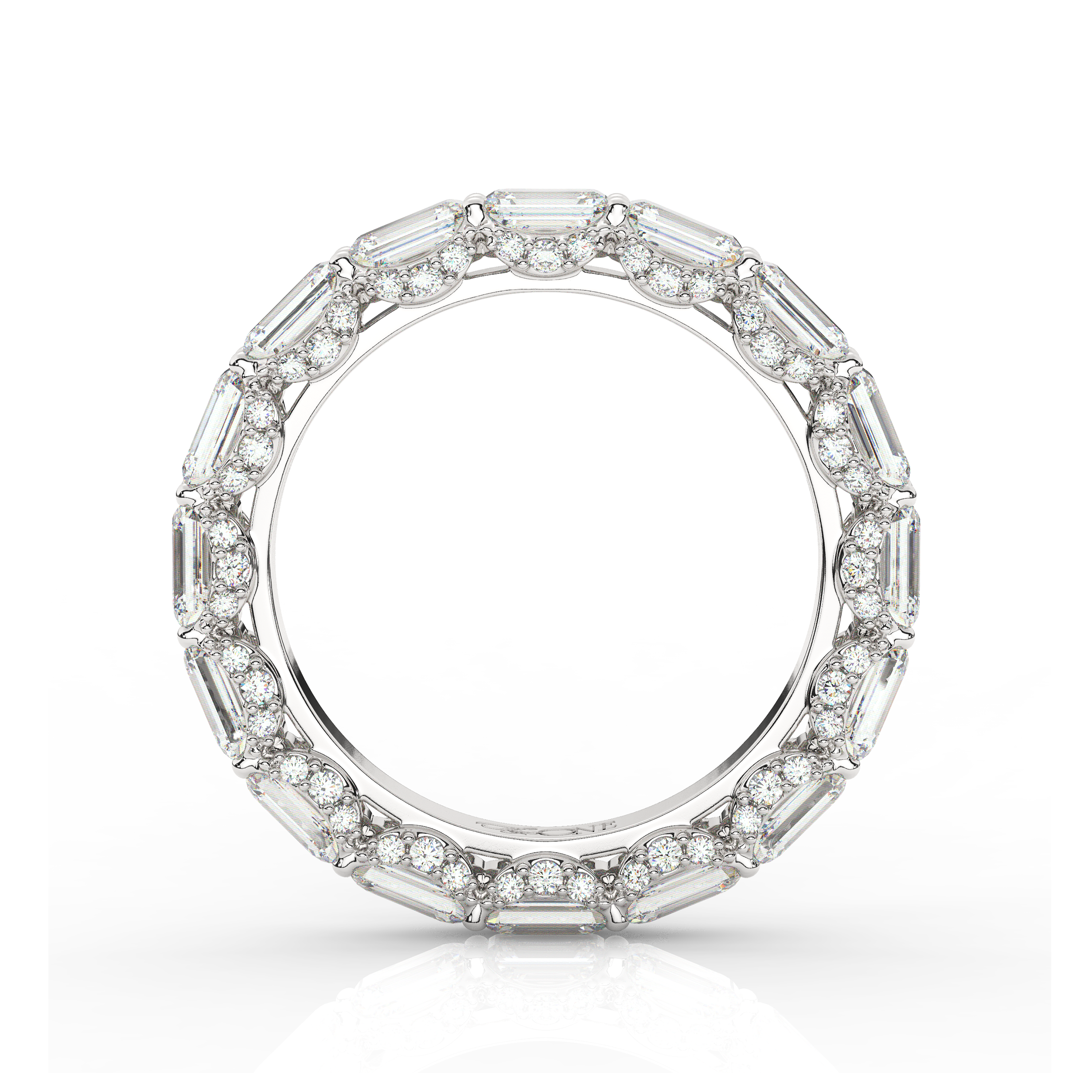 Emerald Eternity Diamond Wedding Band Platinum