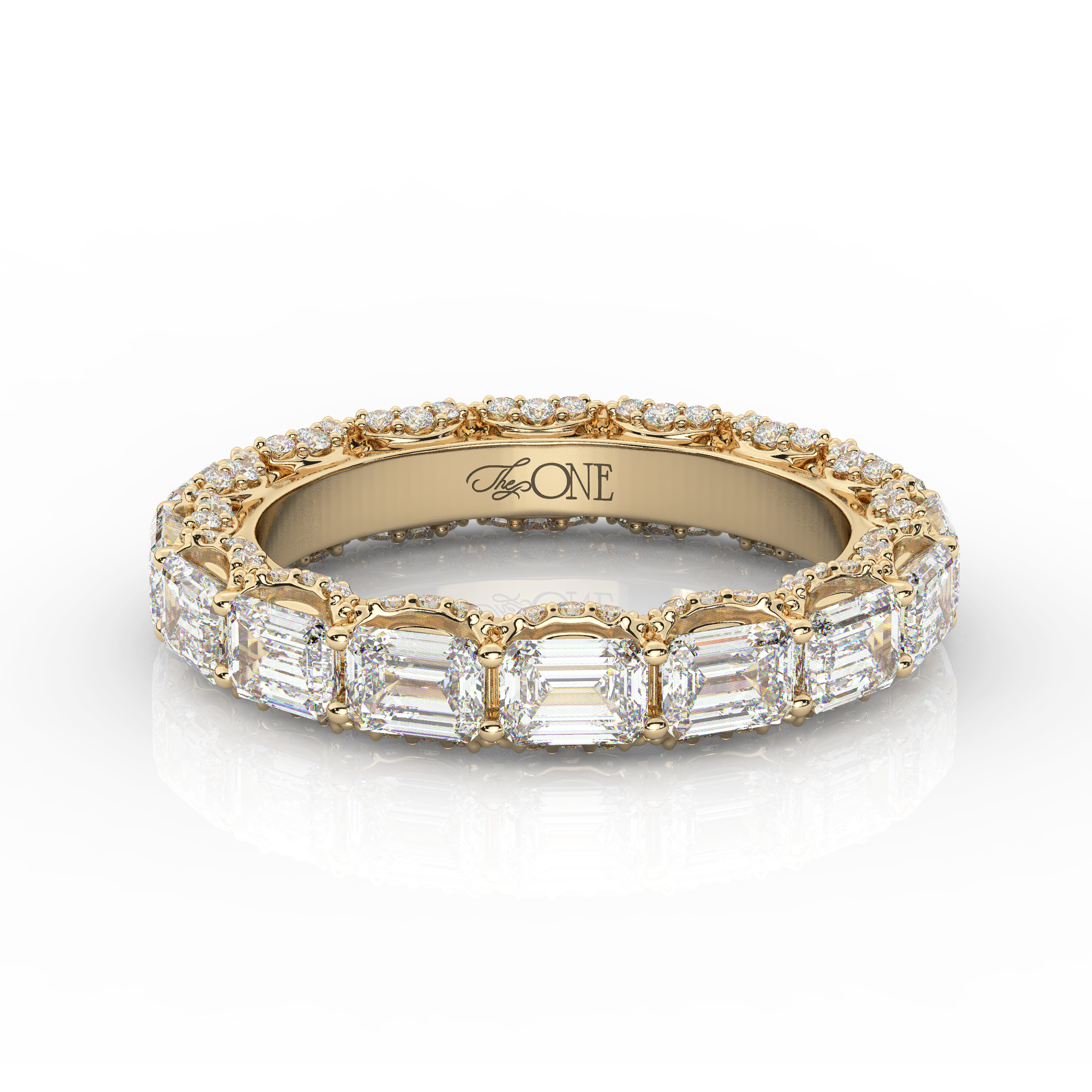Emerald Eternity Diamond Wedding Band Yellow Gold