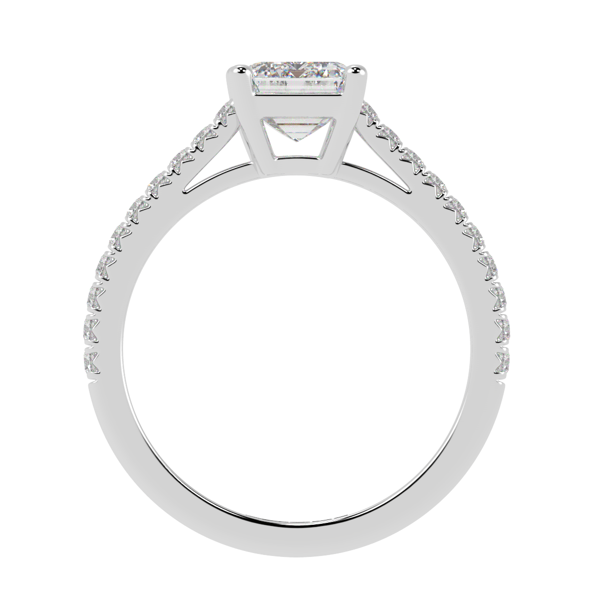 Emerald Pavé Diamond Engagement Ring White Gold
