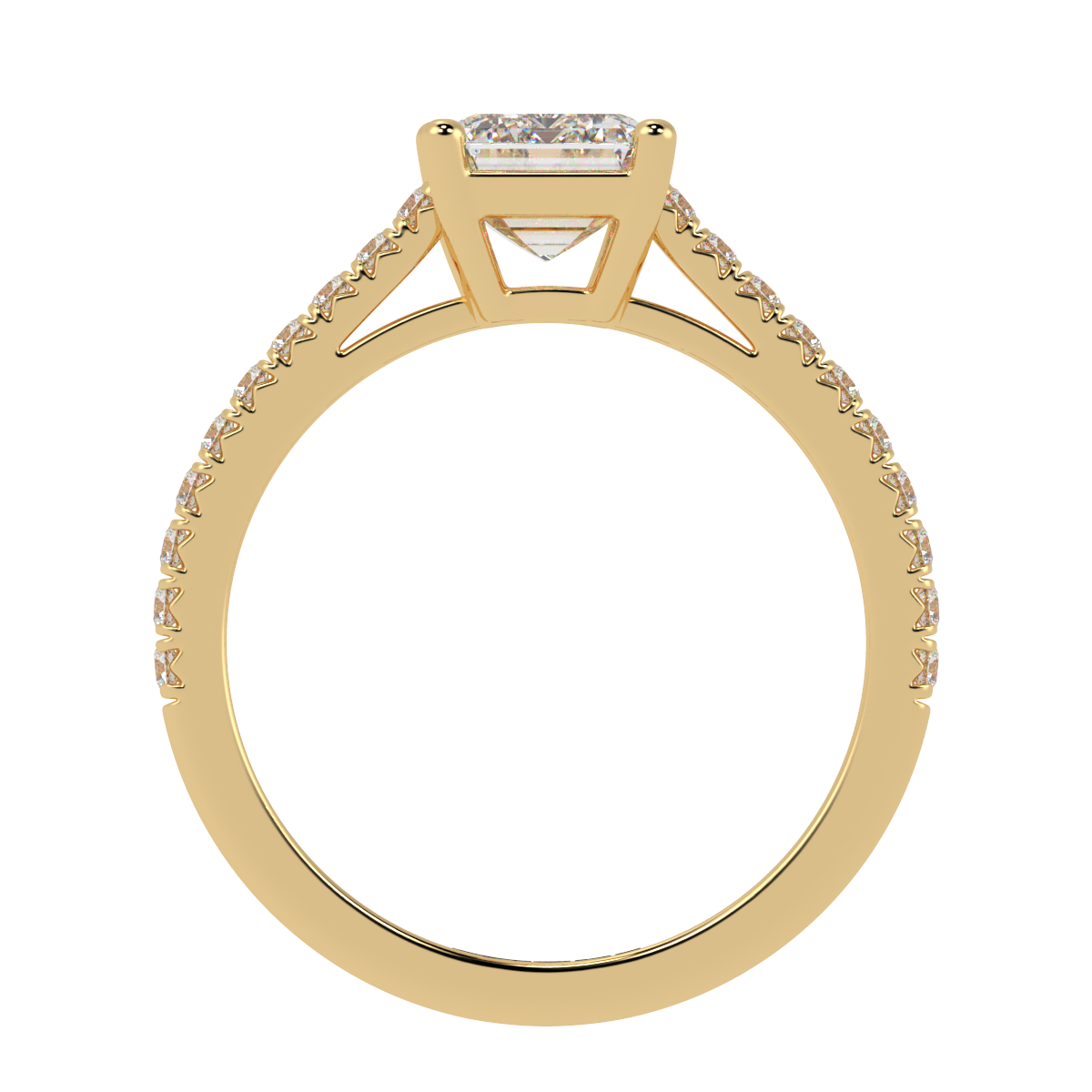 Emerald Pavé Diamond Engagement Ring Yellow Gold