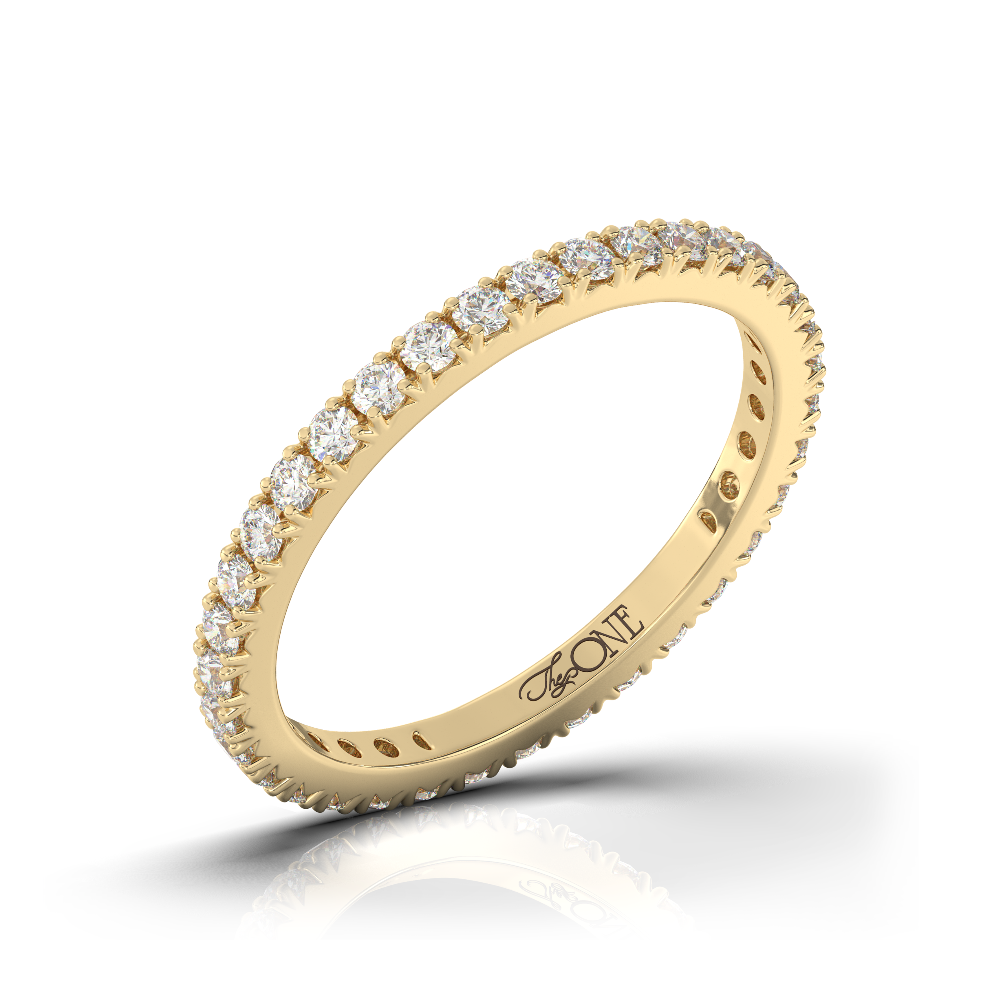 Full Diamond Eternity Pave Wedding Band Yellow Gold