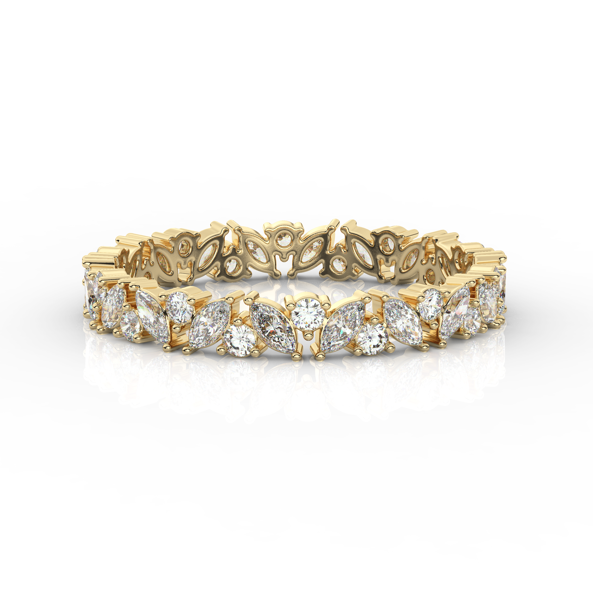 Marquise & Round Diamond Eternity Band Yellow Gold
