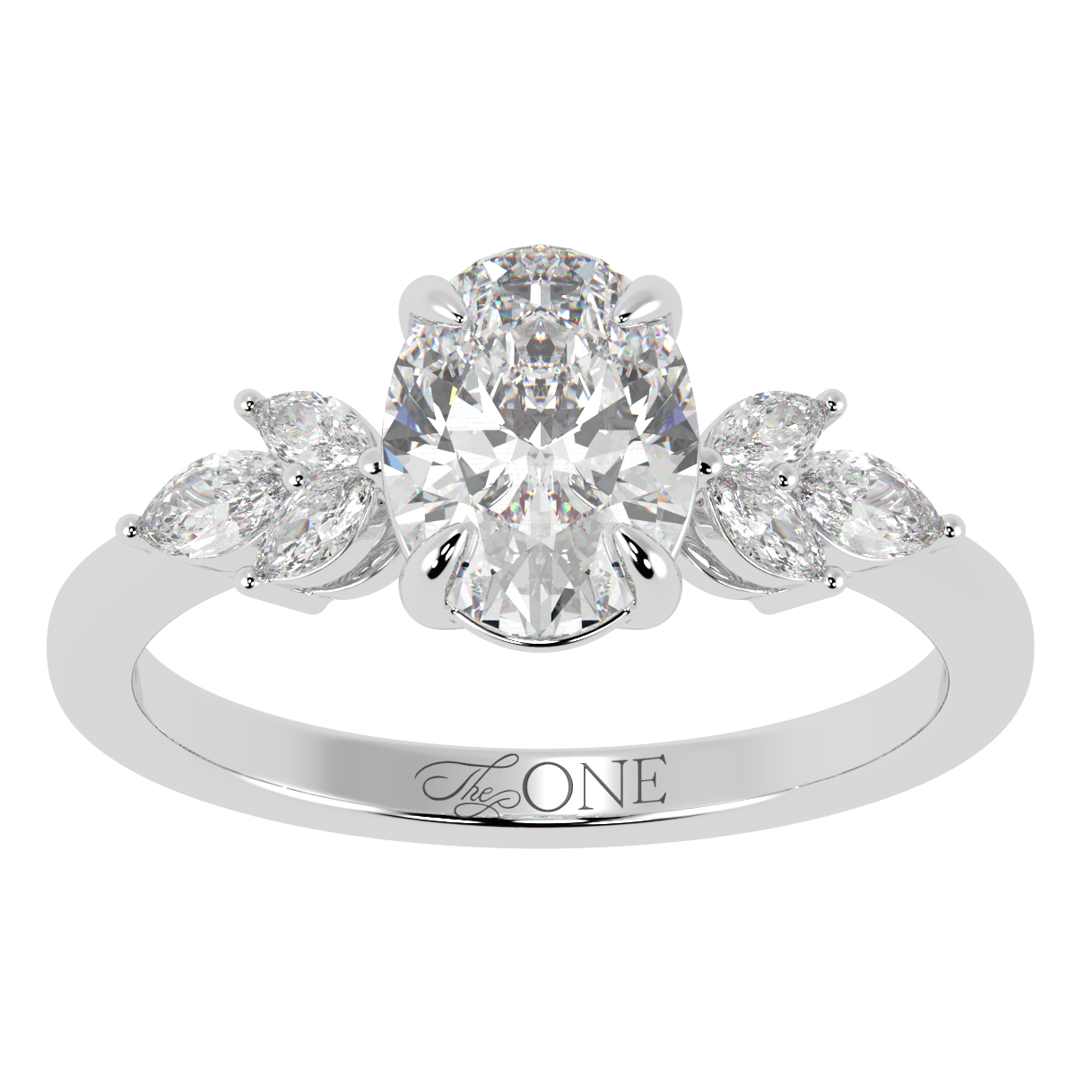 Oval Marquise with Marquise Accents Engagement Ring