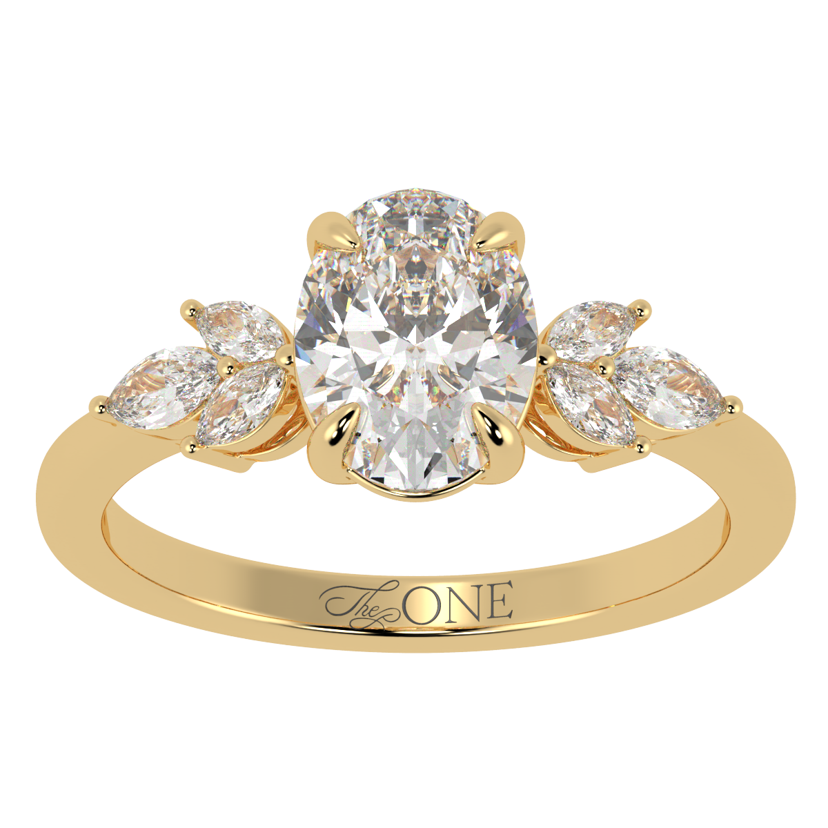 Oval Marquise with Marquise Accents Engagement Ring