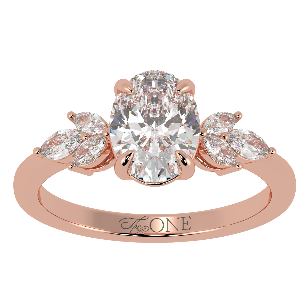 Oval Marquise with Marquise Accents Engagement Ring