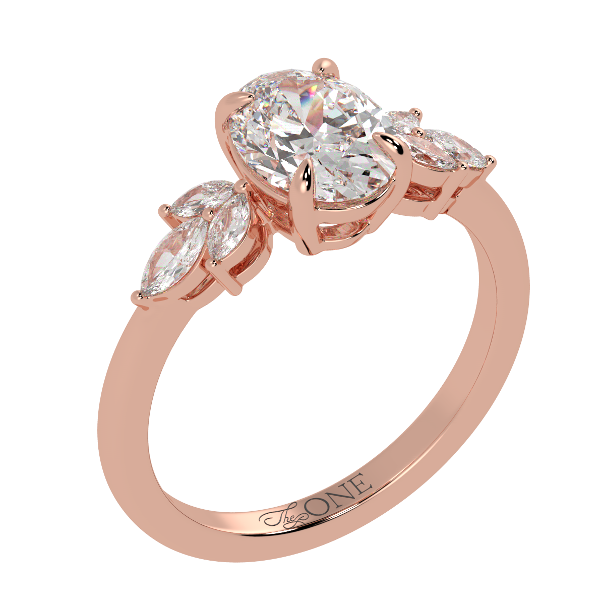 Oval Marquise with Marquise Accents Engagement Ring