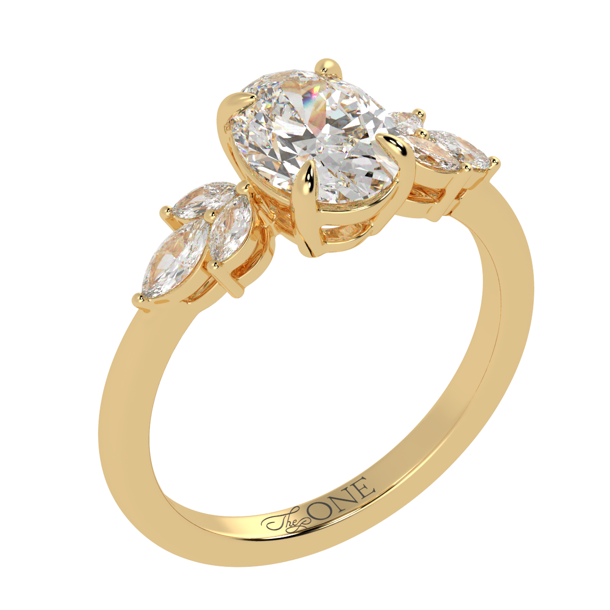 Oval Marquise with Marquise Accents Engagement Ring