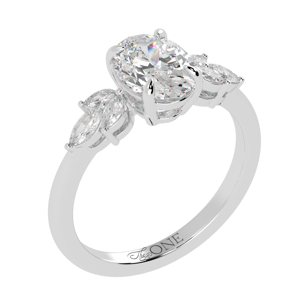 Oval Marquise with Marquise Accents Engagement Ring