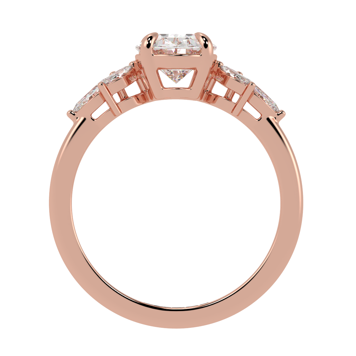 Oval Marquise with Marquise Accents Engagement Ring