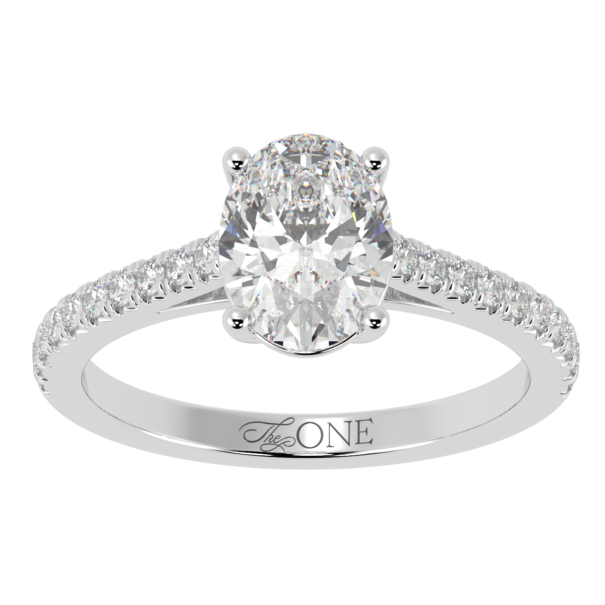 Oval, Pavé Engagement Ring