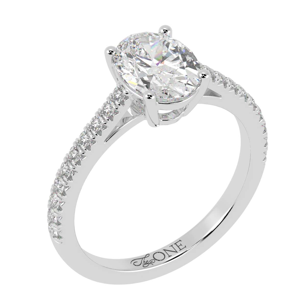 Oval, Pavé Engagement Ring