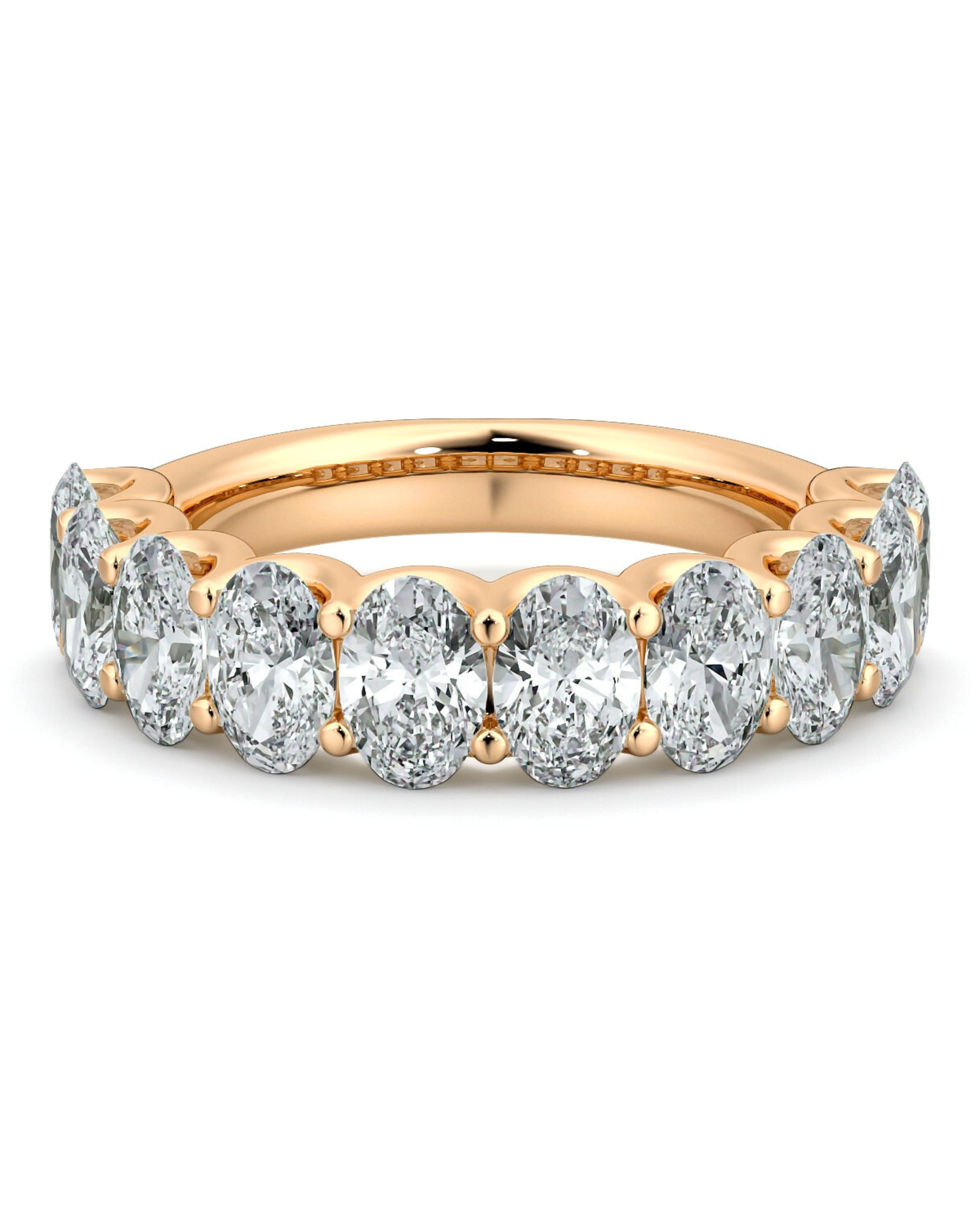 Oval Diamond Half Eternity Band Rose Gold