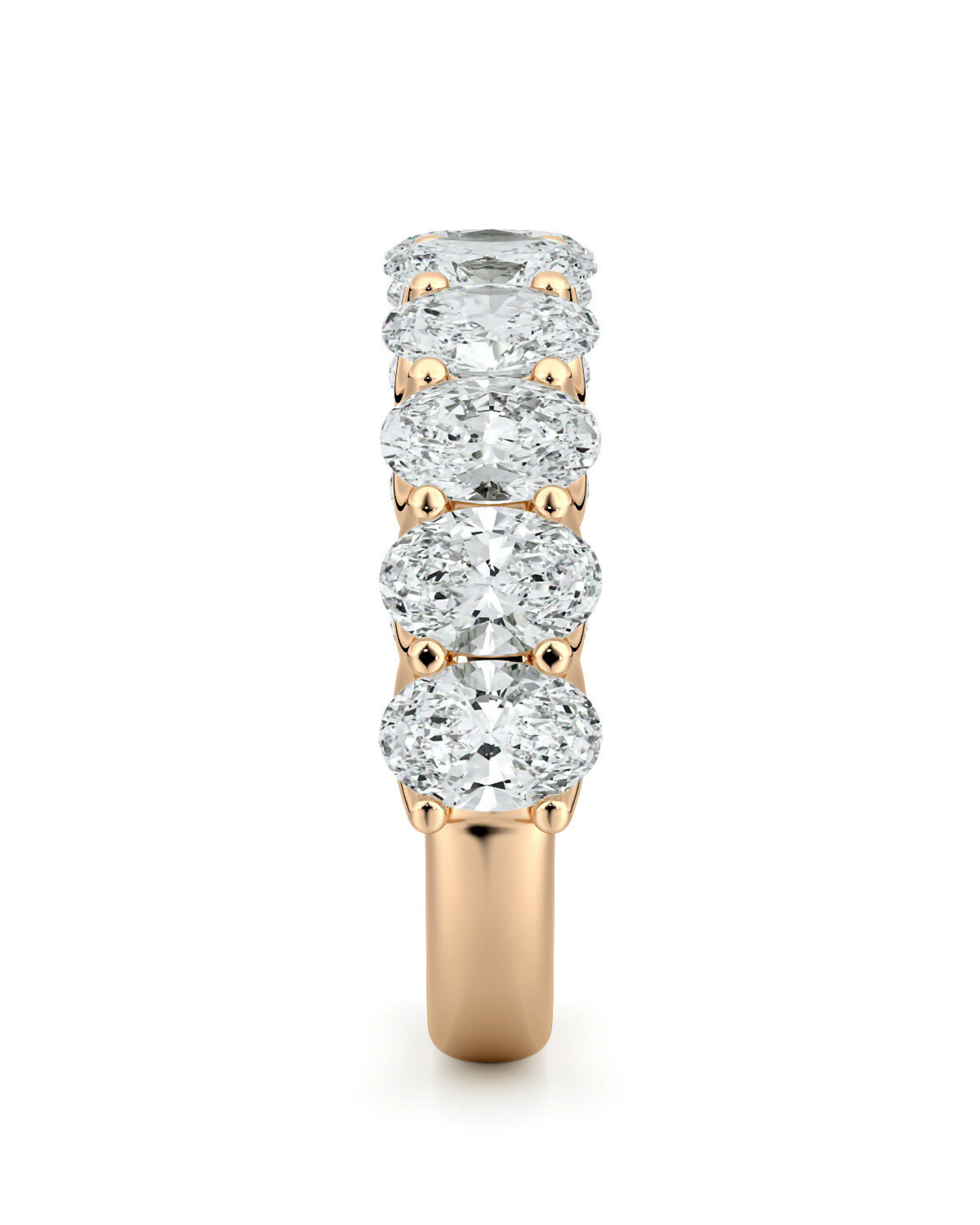 Oval Diamond Half Eternity Band Rose Gold 