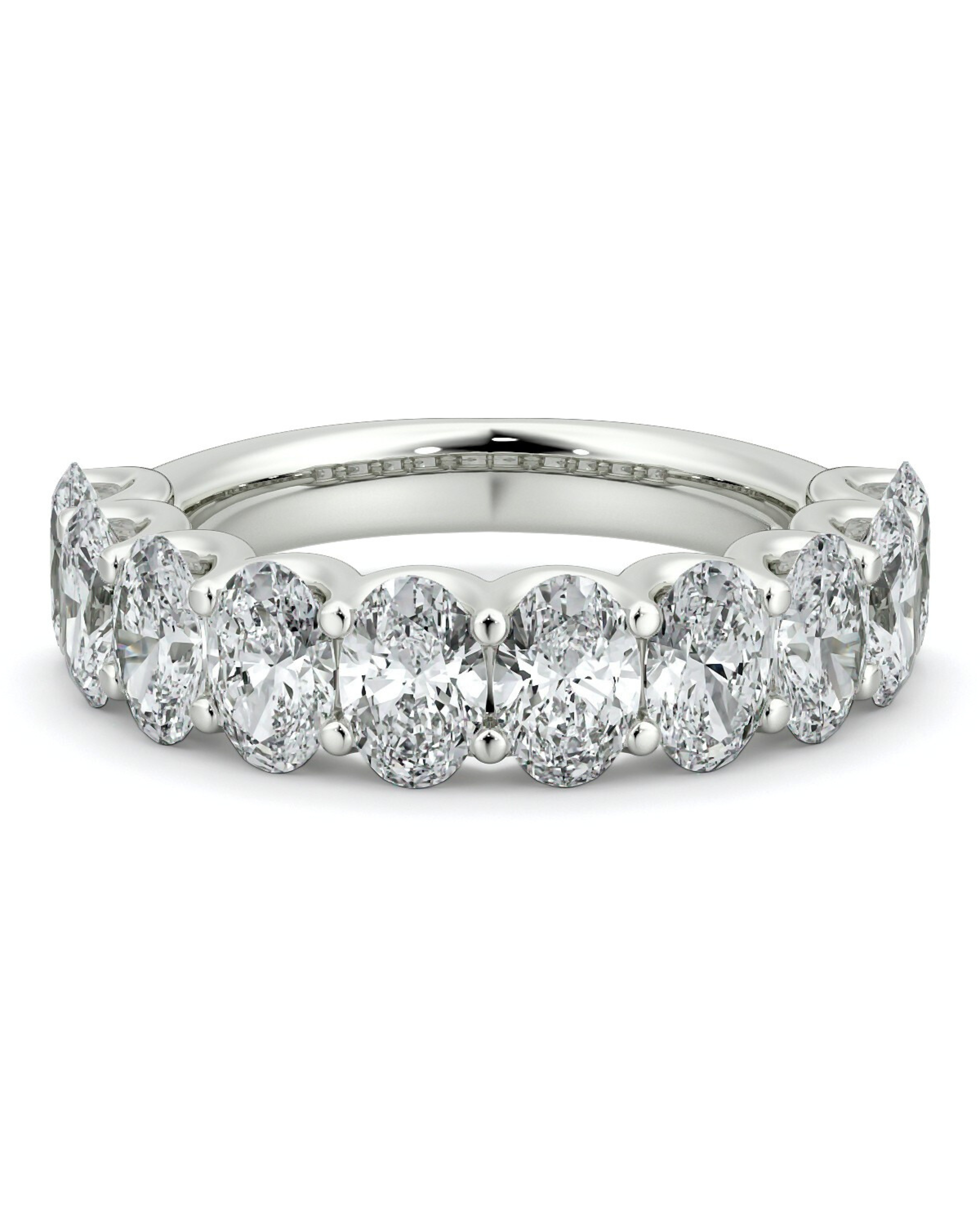 Oval Diamond Half Eternity Band White Gold