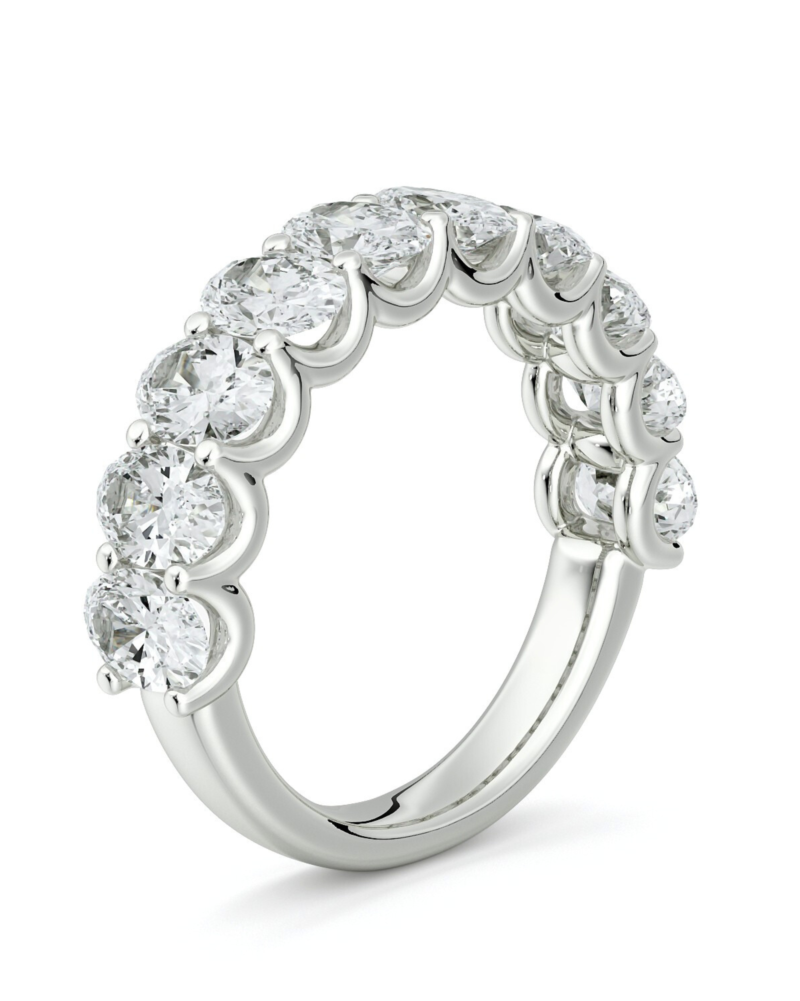Oval Diamond Half Eternity Band White Gold
