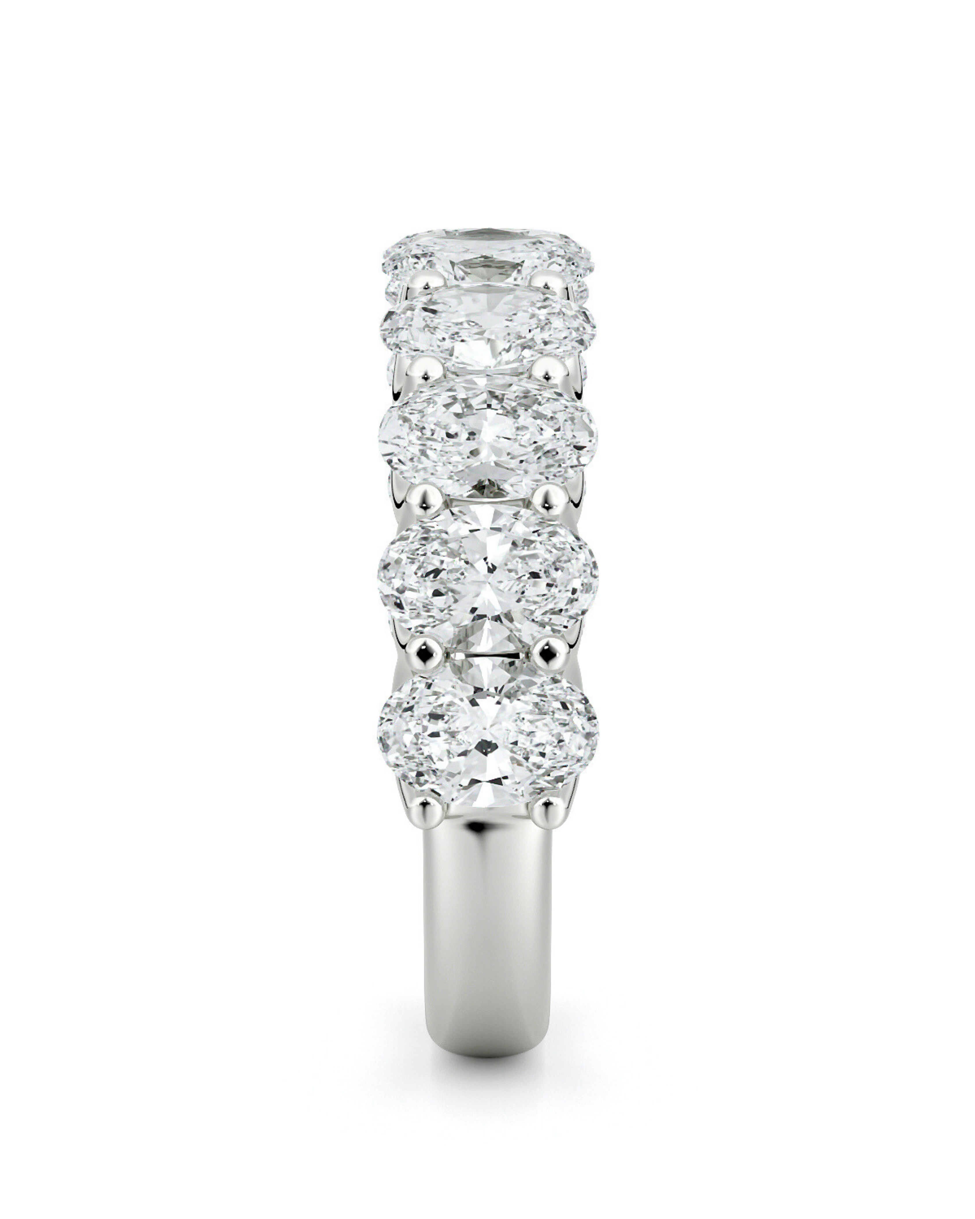 Oval Diamond Half Eternity Band White Gold