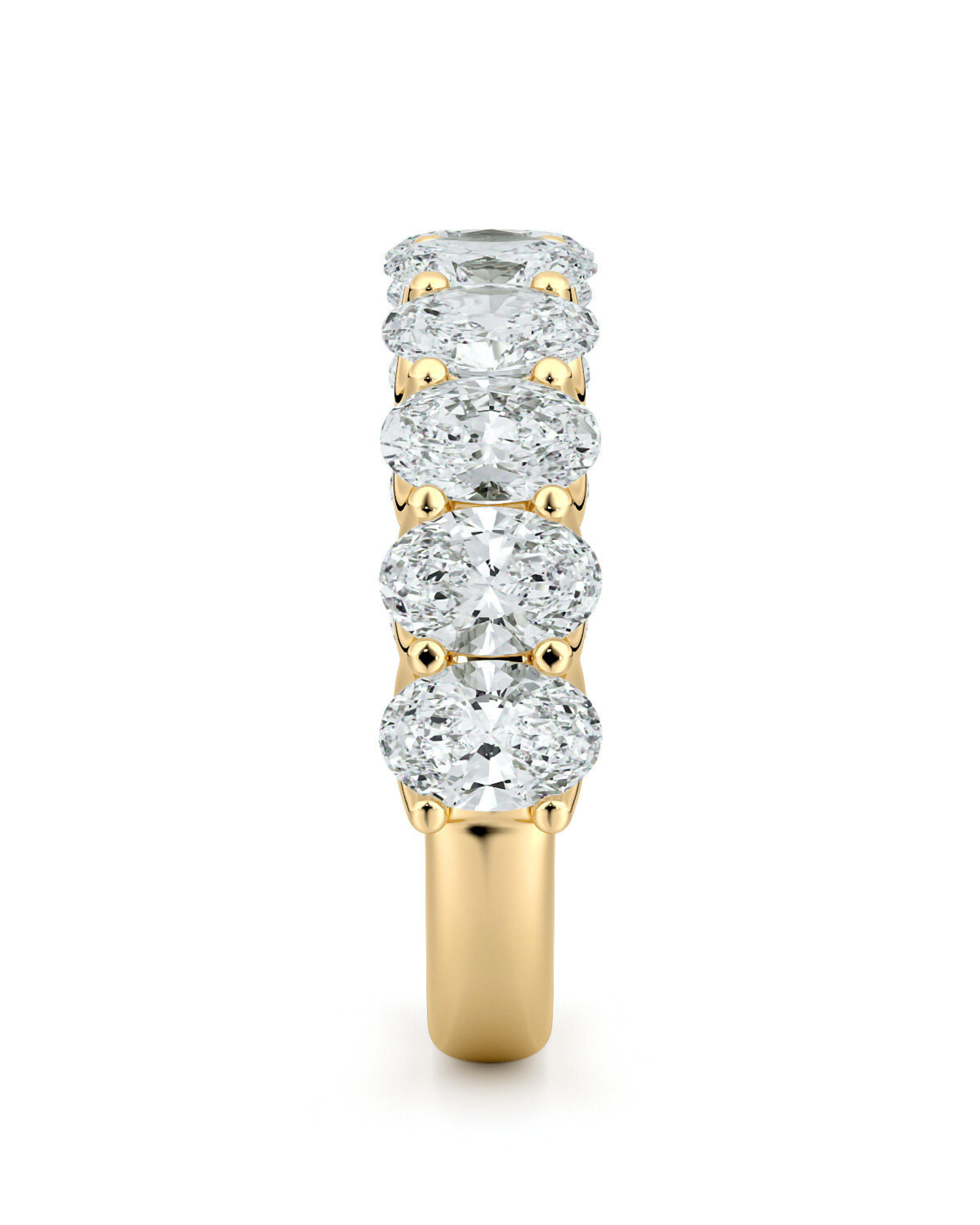 Oval Diamond Half Eternity Band yellow Gold